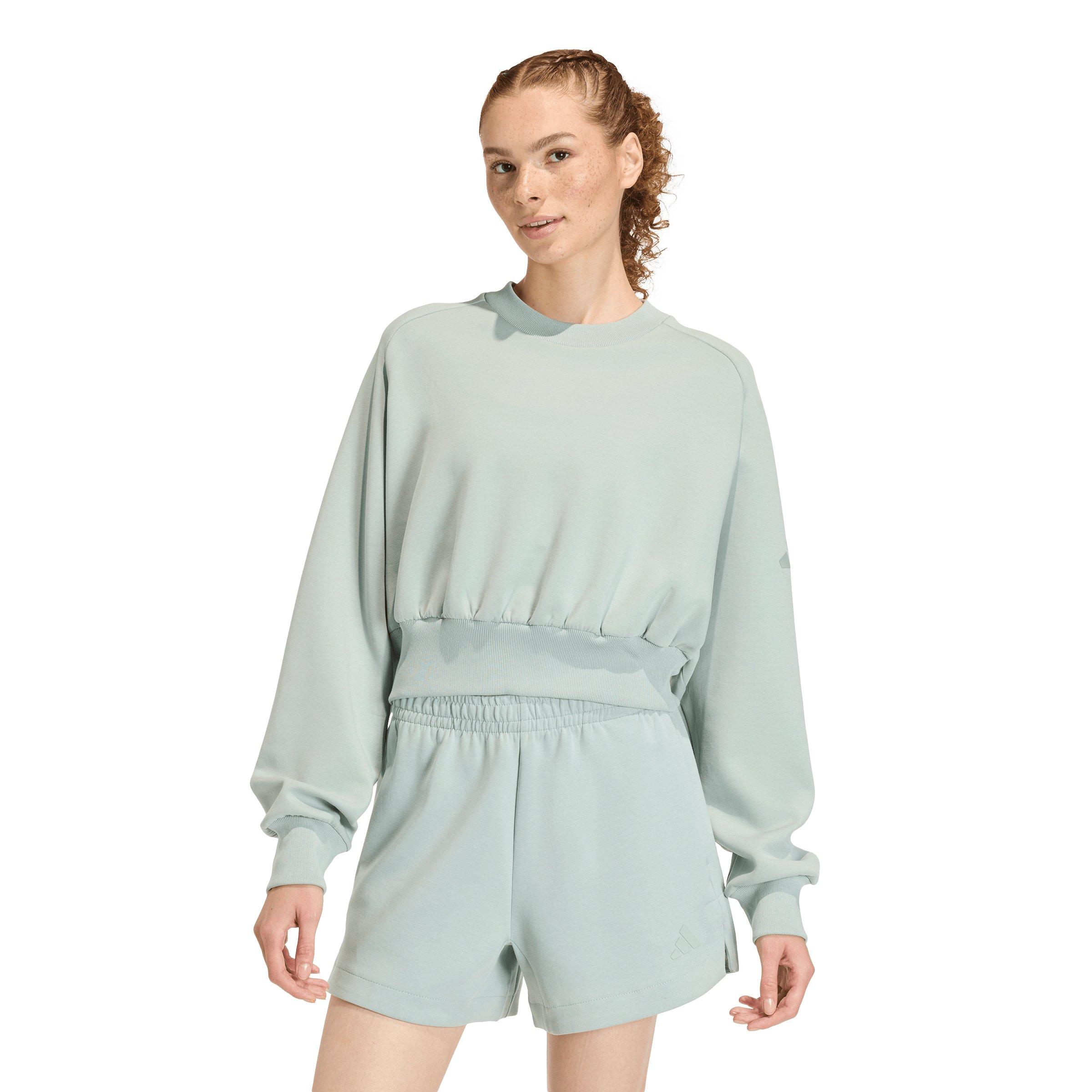 adidas Women's Soft Lux Loose Sweatshirt - Sage Green - SAGE GREEN Thumbnail View 1