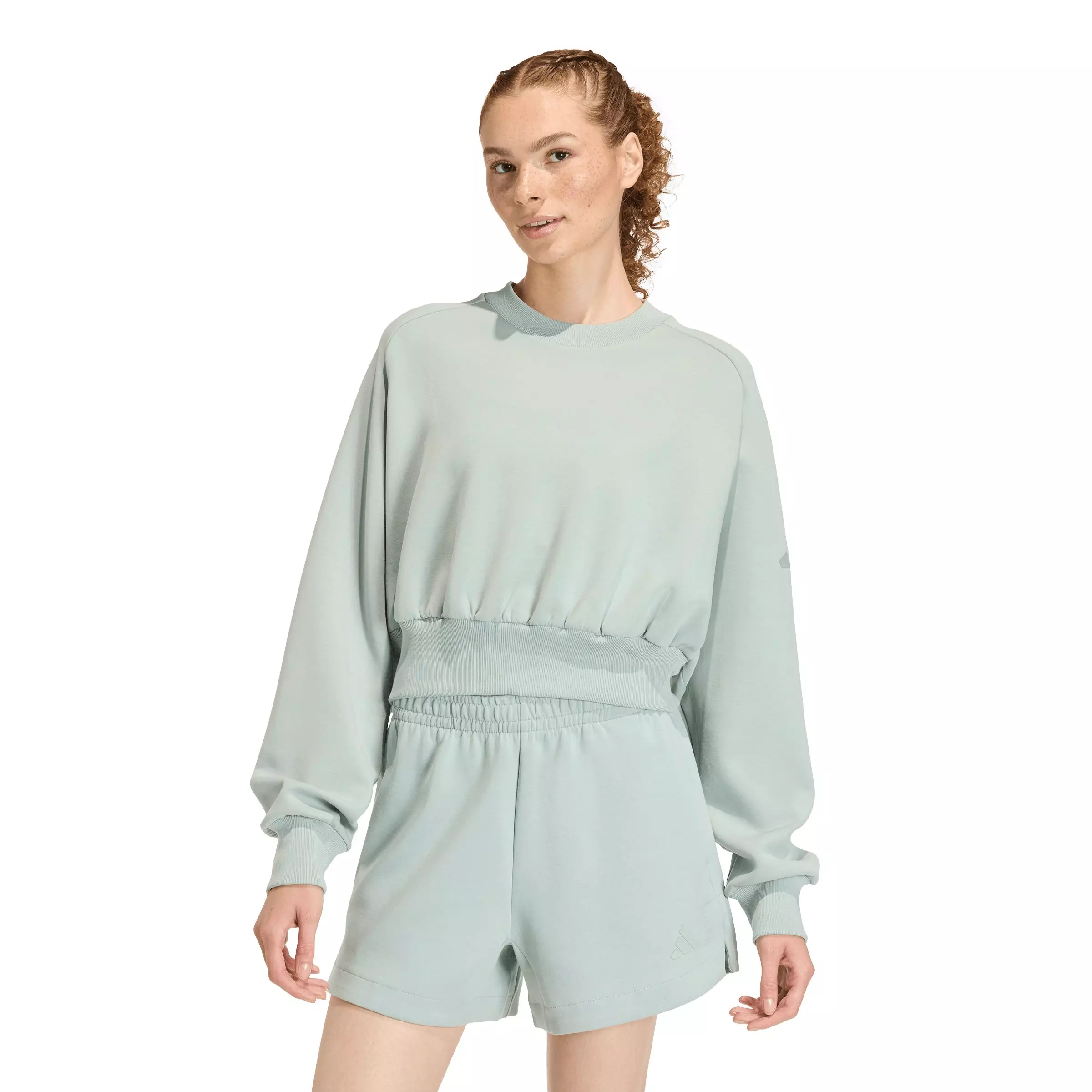 adidas Women's Soft Lux Loose Sweatshirt - Sage Green - SAGE GREEN