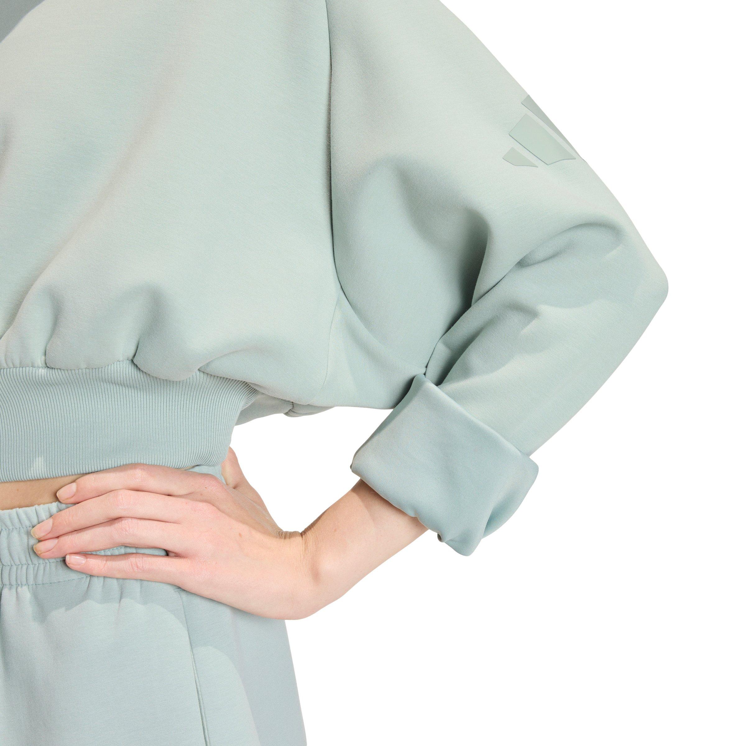 adidas Women's Soft Lux Loose Sweatshirt - Sage Green - SAGE GREEN Thumbnail View 3