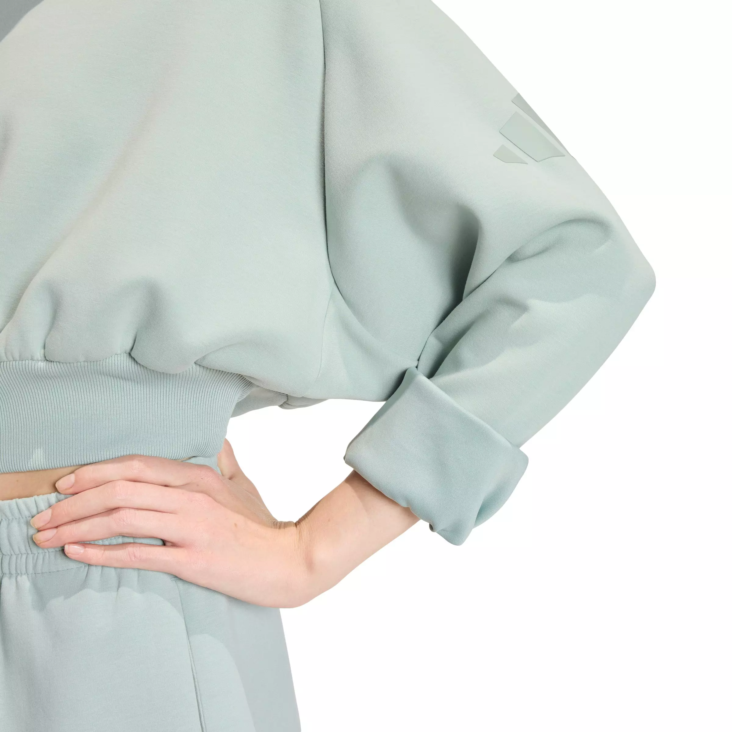 adidas Women's Soft Lux Loose Sweatshirt - Sage Green - SAGE GREEN