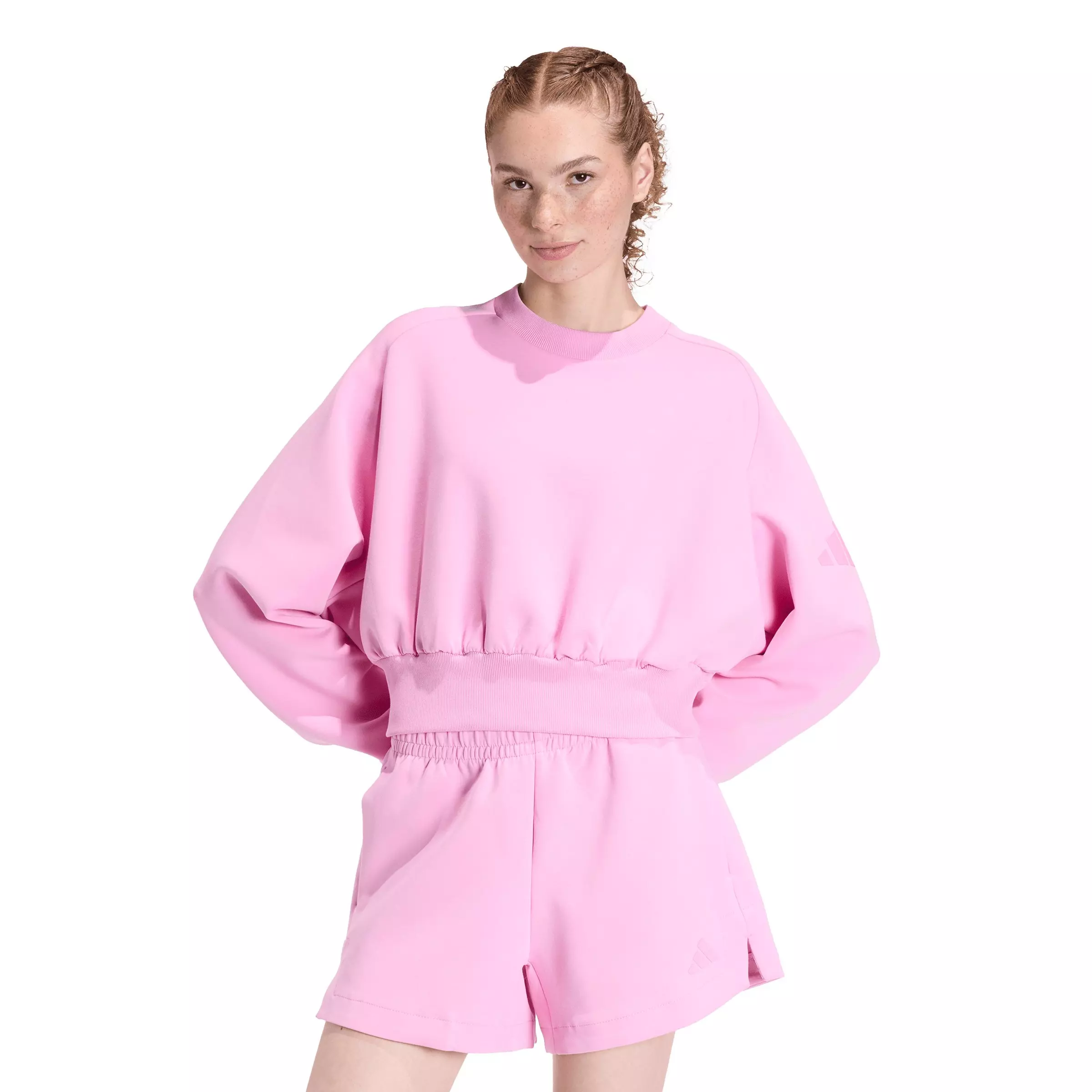 adidas Women's Soft Lux Loose Sweatshirt - Pink - PINK