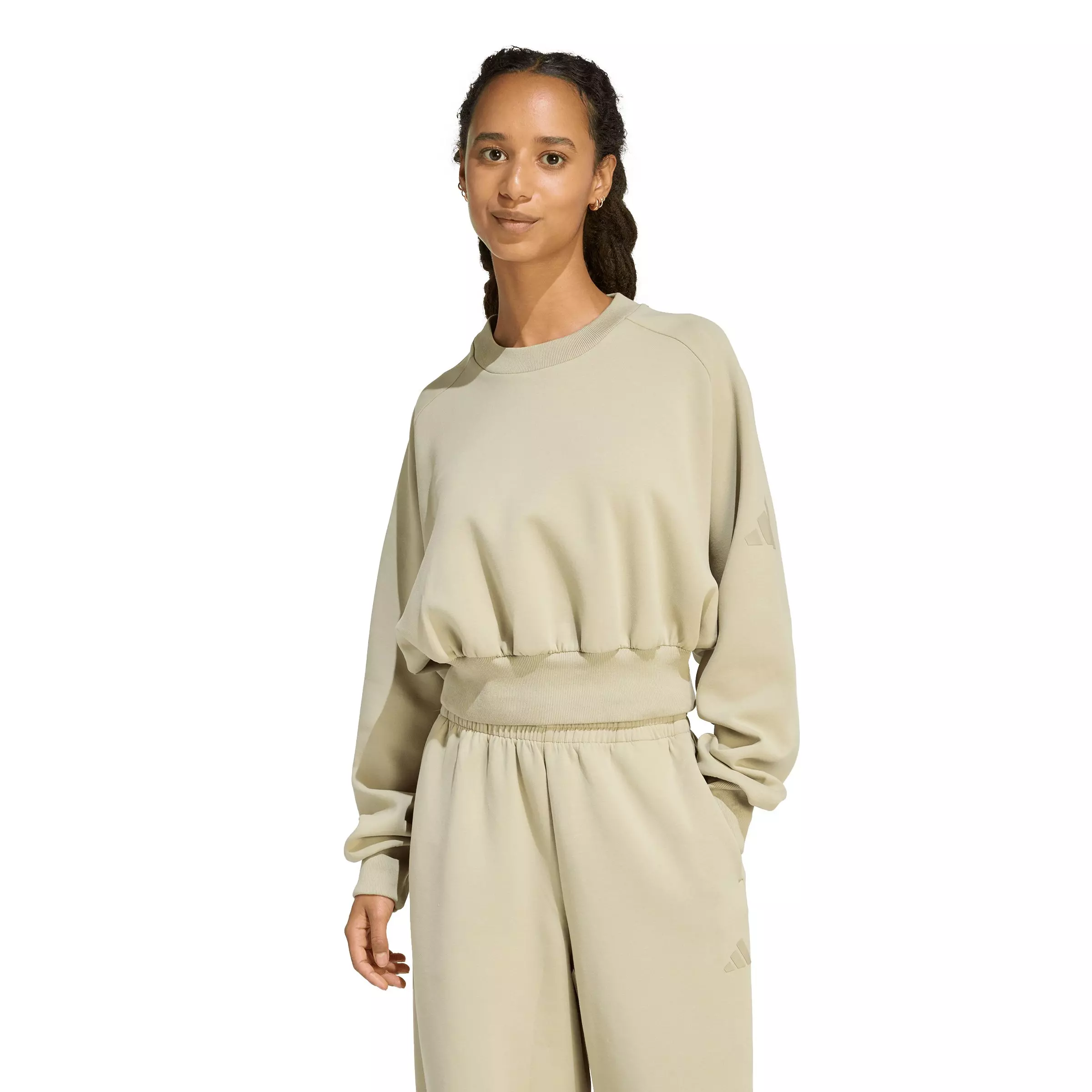 adidas Women's Soft Lux Loose Sweatshirt - Khaki - KHAKI