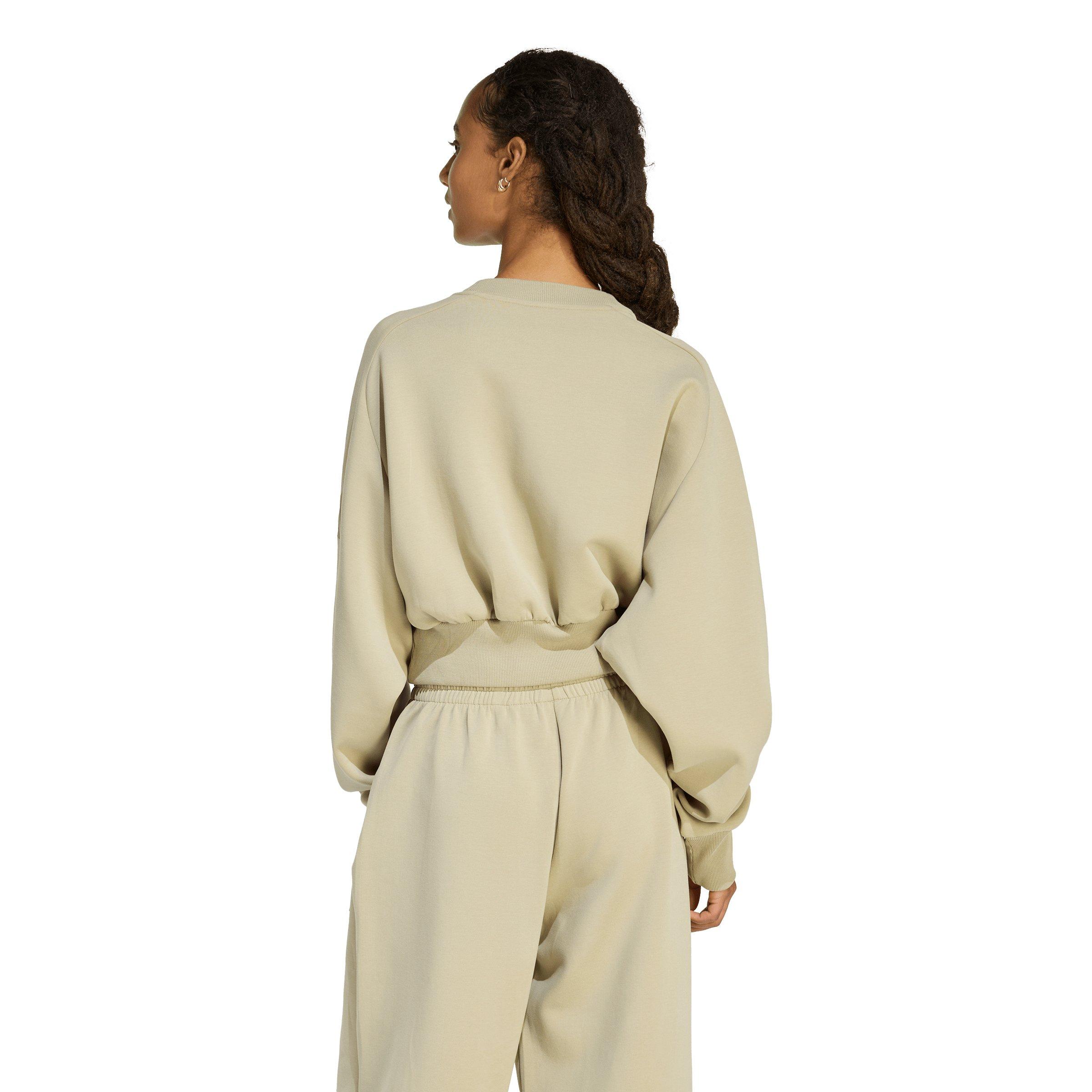 adidas Women's Soft Lux Loose Sweatshirt - Khaki - KHAKI Thumbnail View 2