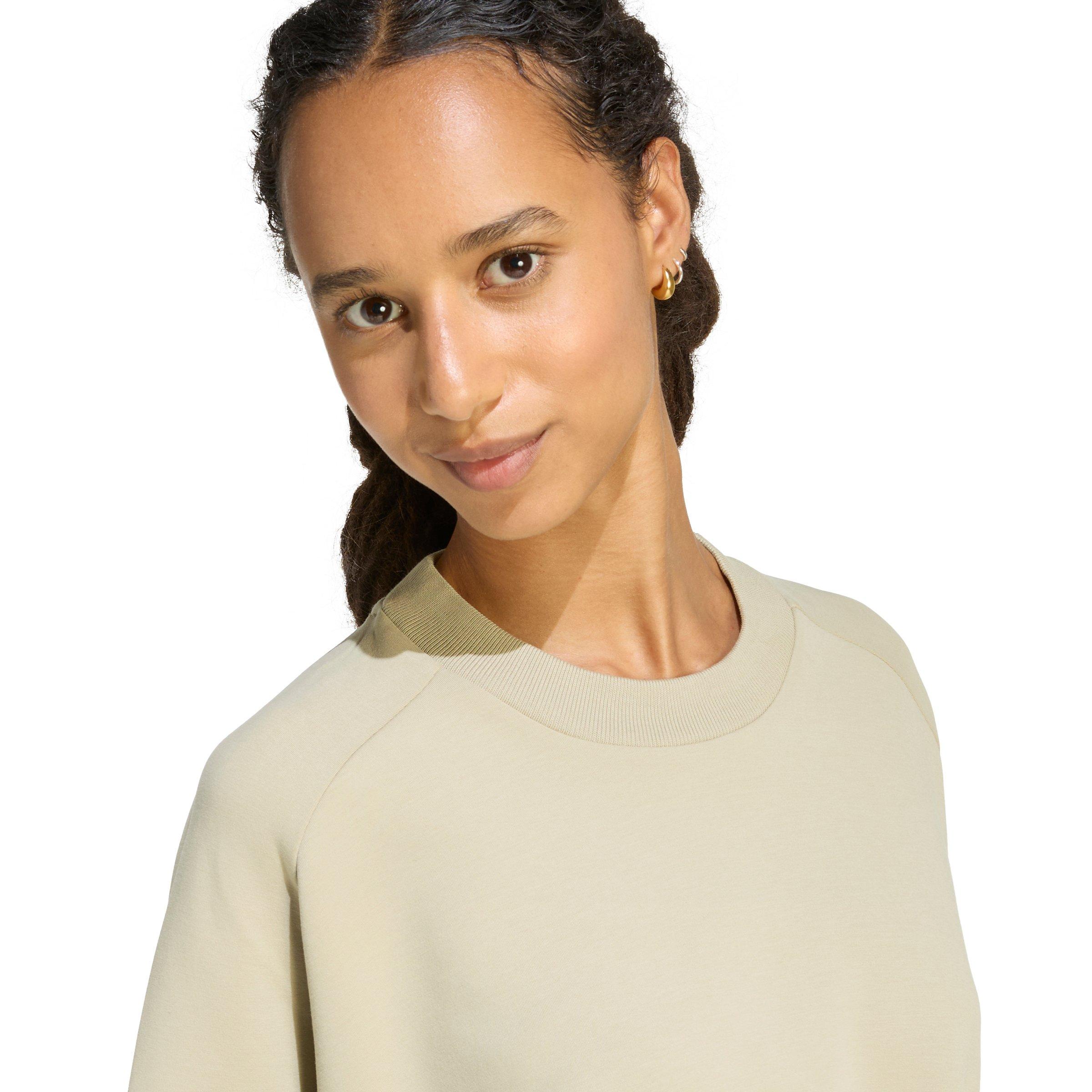 adidas Women's Soft Lux Loose Sweatshirt - Khaki - KHAKI Thumbnail View 4