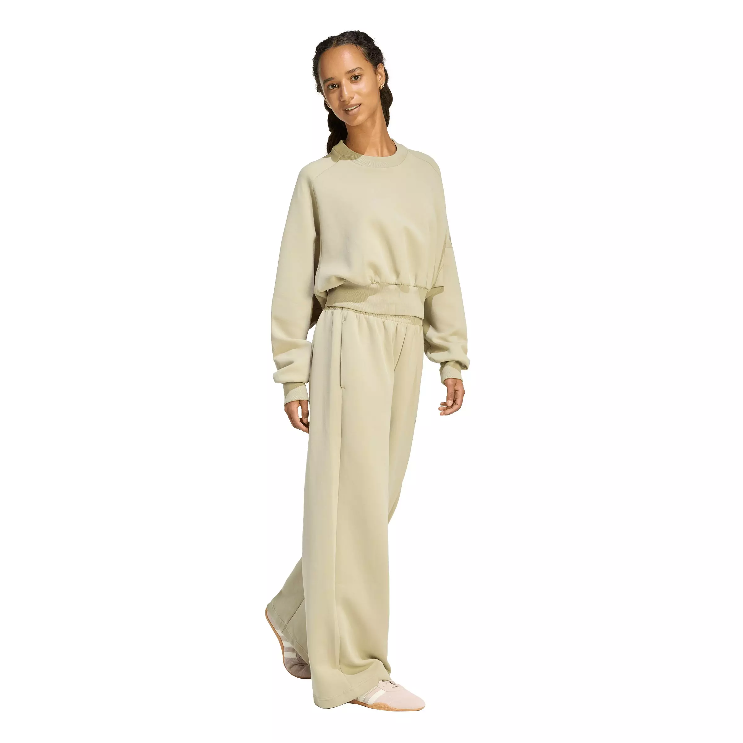 adidas Women's Soft Lux Loose Sweatshirt - Khaki - KHAKI