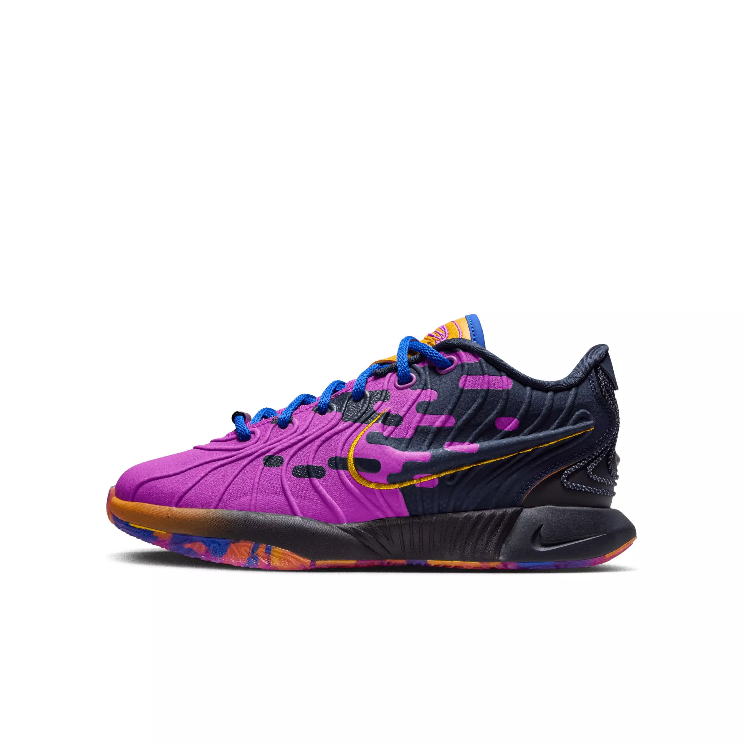 Nike Lebron XXI SE "Hyper Violet/Obsidian/Gold/Hyper Royal" Grade School Boys' Basketball Shoe - VIOLET/OBSIDIAN/GOLD/ROYAL