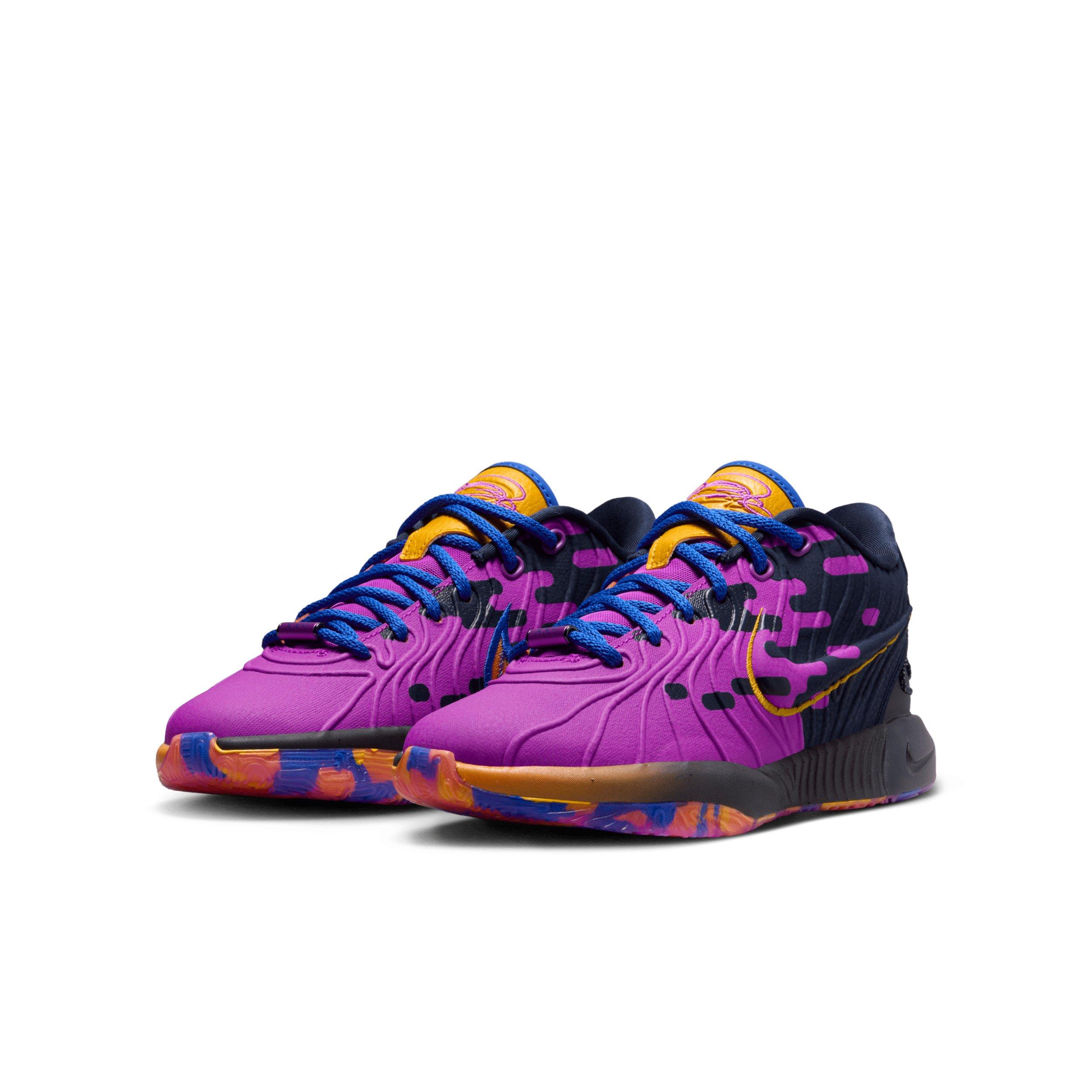Nike Lebron XXI SE "Hyper Violet/Obsidian/Gold/Hyper Royal" Grade School Boys' Basketball Shoe - VIOLET/OBSIDIAN/GOLD/ROYAL Thumbnail View 3