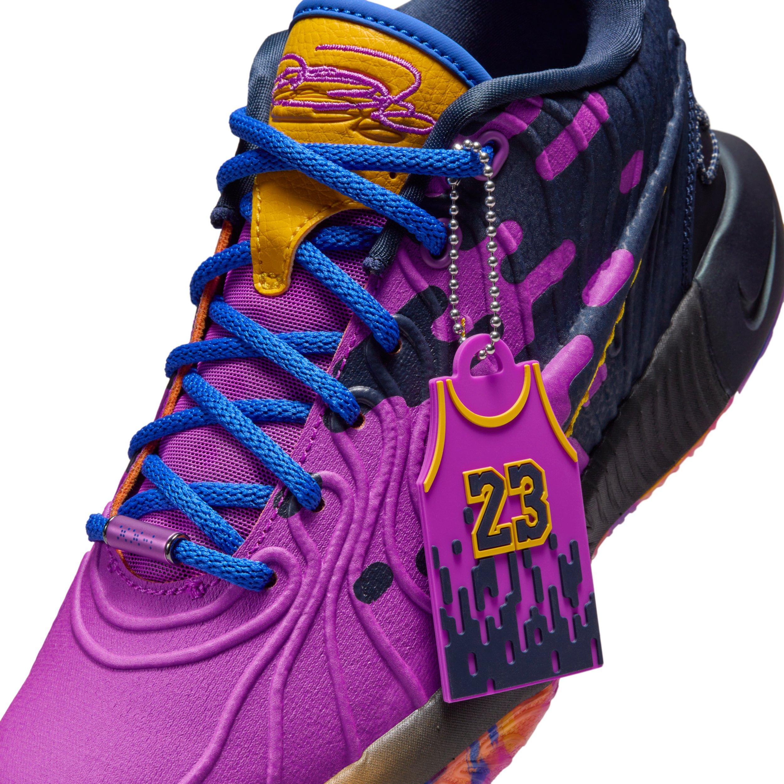 Nike Lebron XXI SE "Hyper Violet/Obsidian/Gold/Hyper Royal" Grade School Boys' Basketball Shoe - VIOLET/OBSIDIAN/GOLD/ROYAL Thumbnail View 8