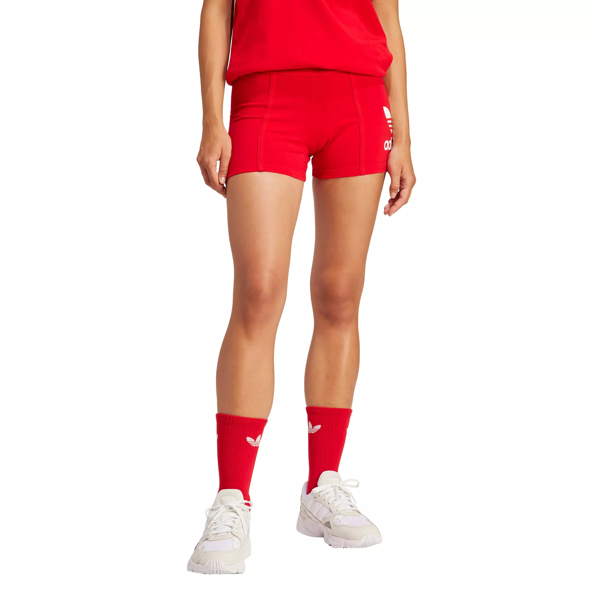 adidas Originals Women's Adicolor Trefoil Short Leggings - Red - RED