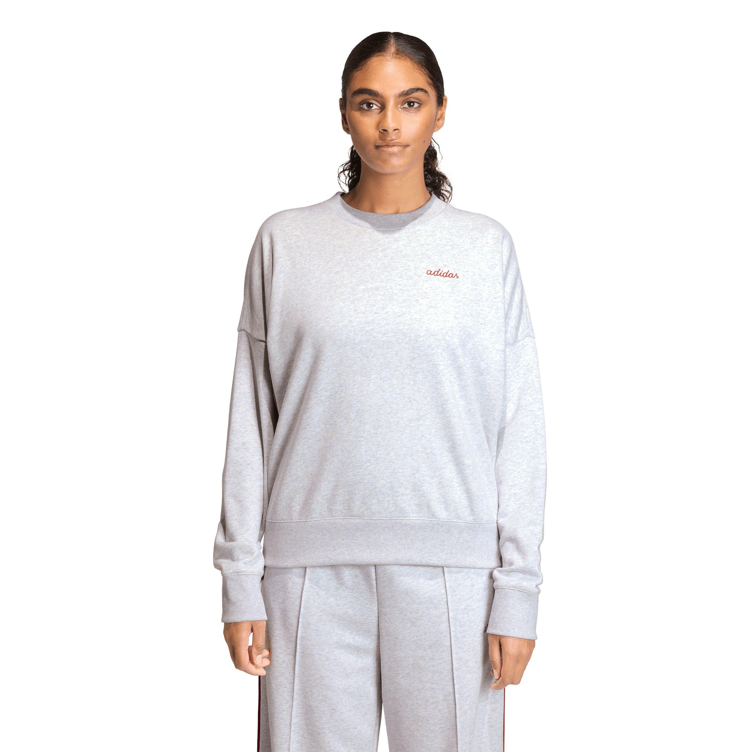 adidas Women's Seasonal Essentials Colorpop Sweatshirt with Embroidered Graphic - Light Grey - LT GREY Thumbnail View 1