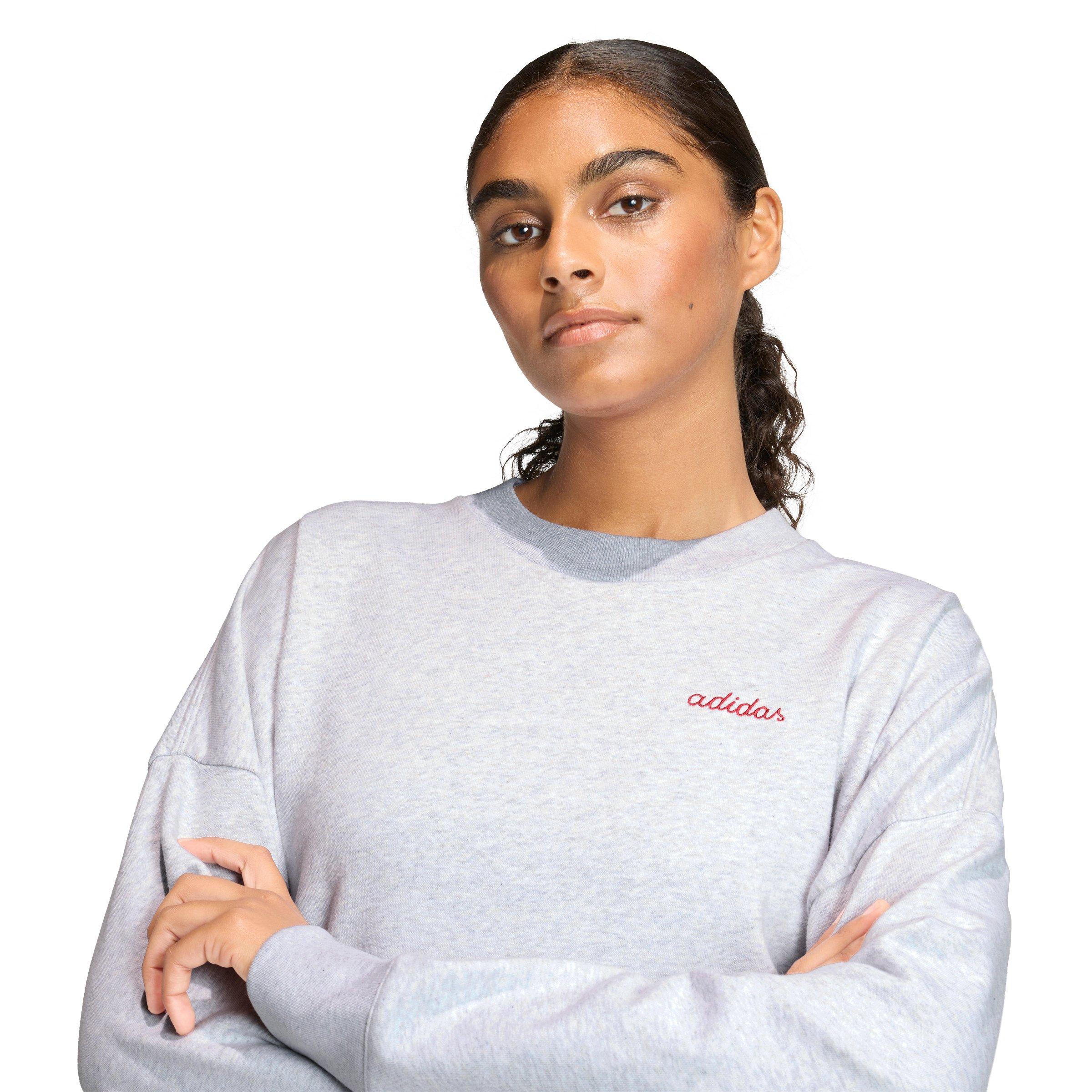 adidas Women's Seasonal Essentials Colorpop Sweatshirt with Embroidered Graphic - Light Grey - LT GREY Thumbnail View 3