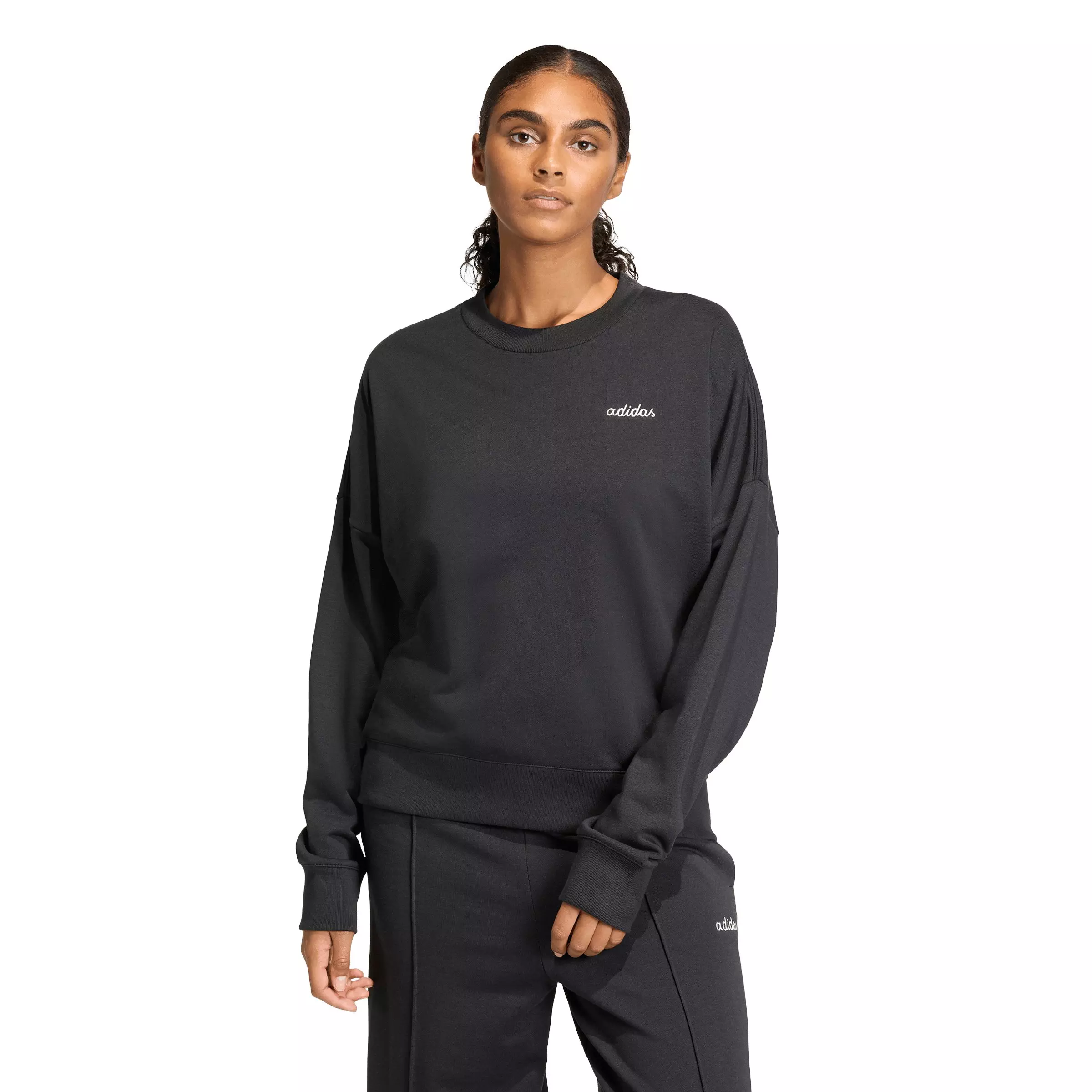 adidas Women's Seasonal Essentials Colorpop Sweatshirt with Embroidered Graphic - Black - BLACK
