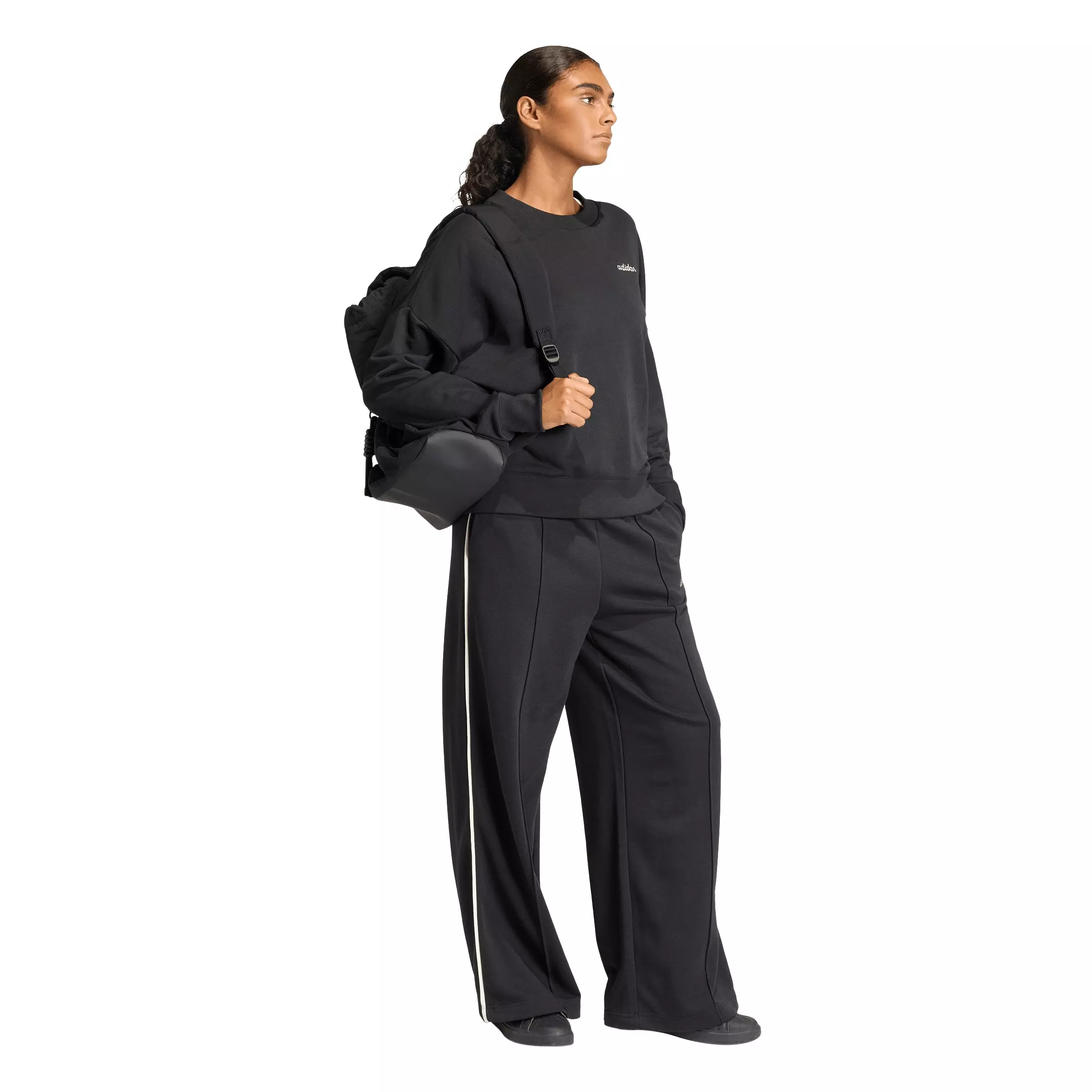 adidas Women's Seasonal Essentials Colorpop Sweatshirt with Embroidered Graphic - Black - BLACK