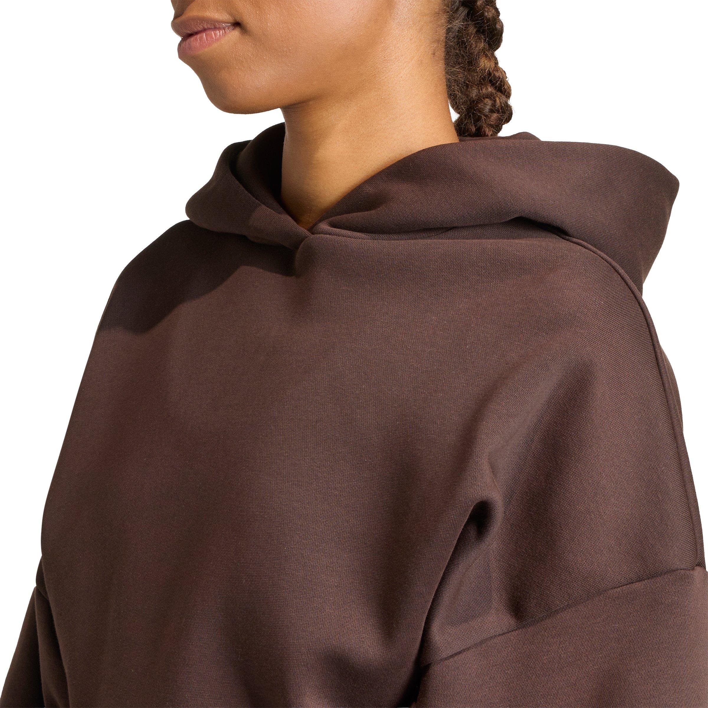 adidas Women's Hyperglam Cropped Hoodie -Brown - BROWN Thumbnail View 4