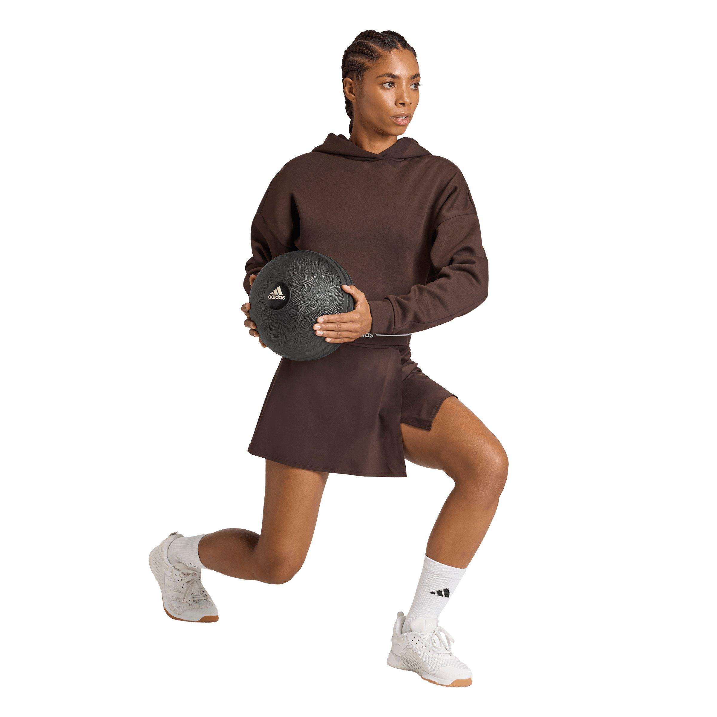 adidas Women's Hyperglam Cropped Hoodie -Brown - BROWN Thumbnail View 5