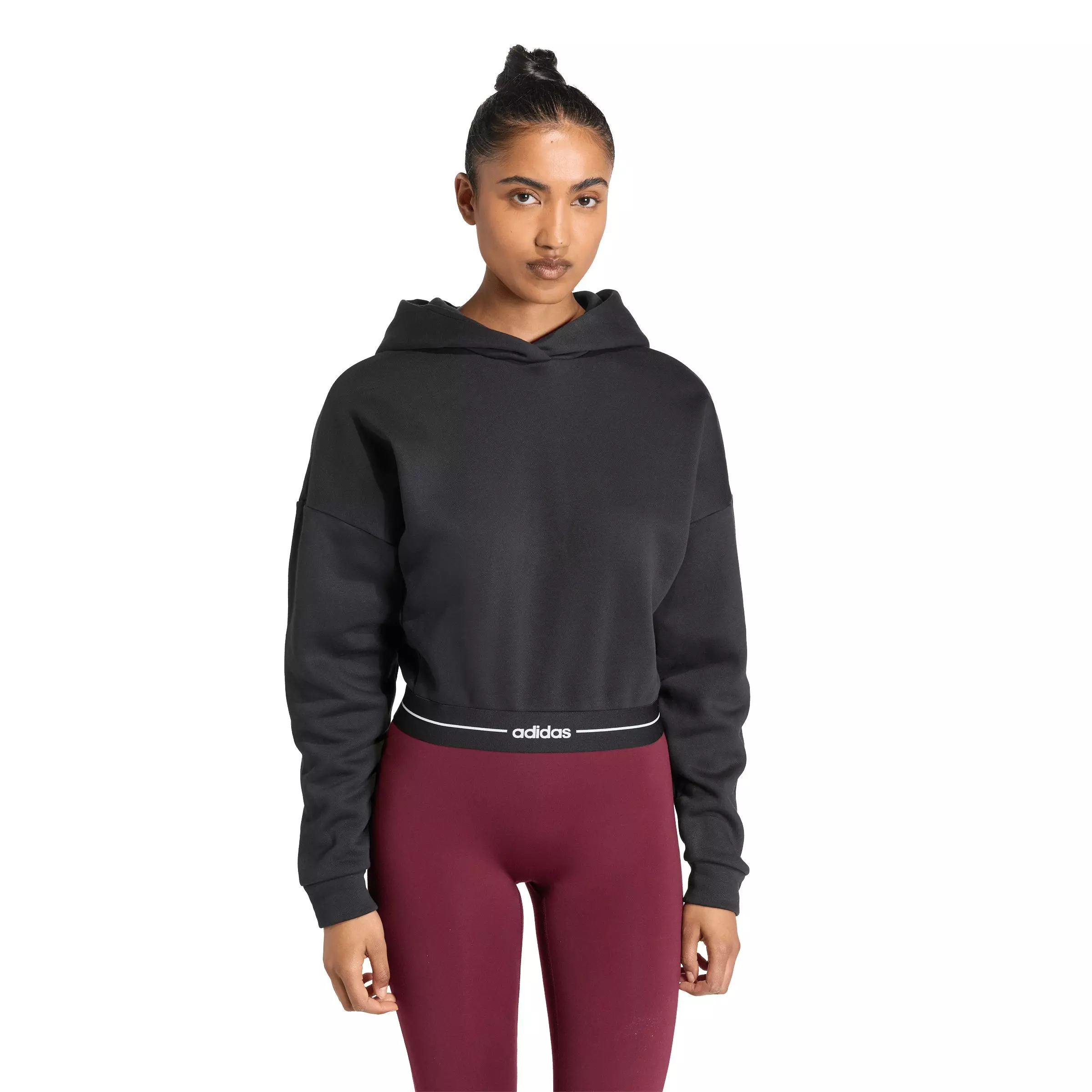 adidas Women's Hyperglam Cropped Hoodie - Black - BLACK