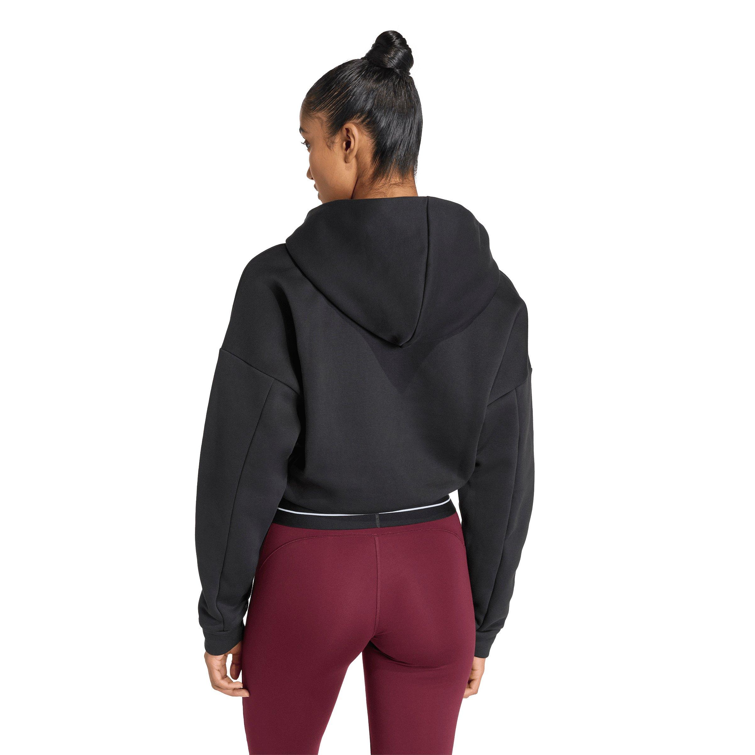 adidas Women's Hyperglam Cropped Hoodie - Black - BLACK Thumbnail View 2