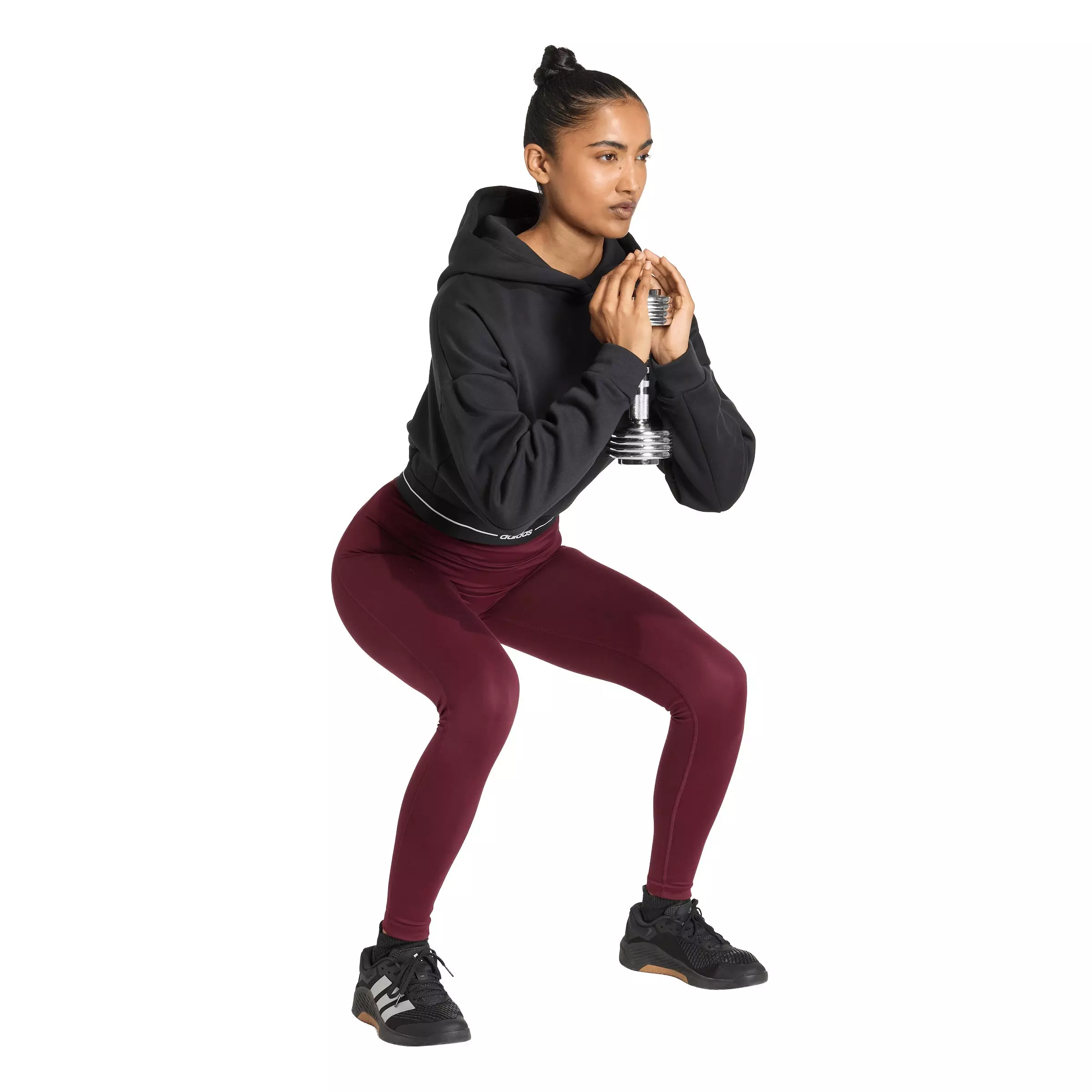 adidas Women's Hyperglam Cropped Hoodie - Black - BLACK