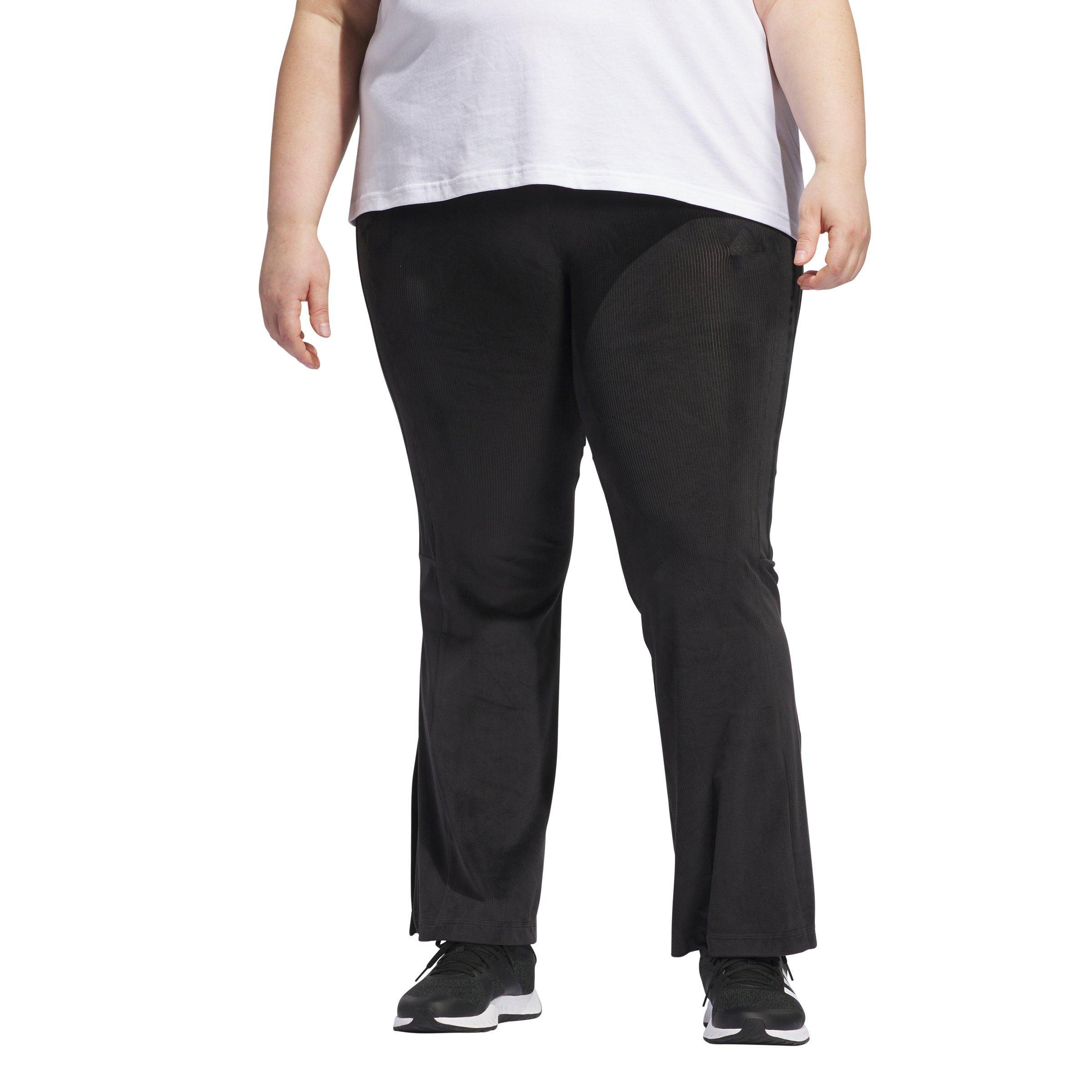 adidas Women's Tiro Cut 3-Stripes Stretchy Velour Flared Leggings - BLACK Thumbnail View 1