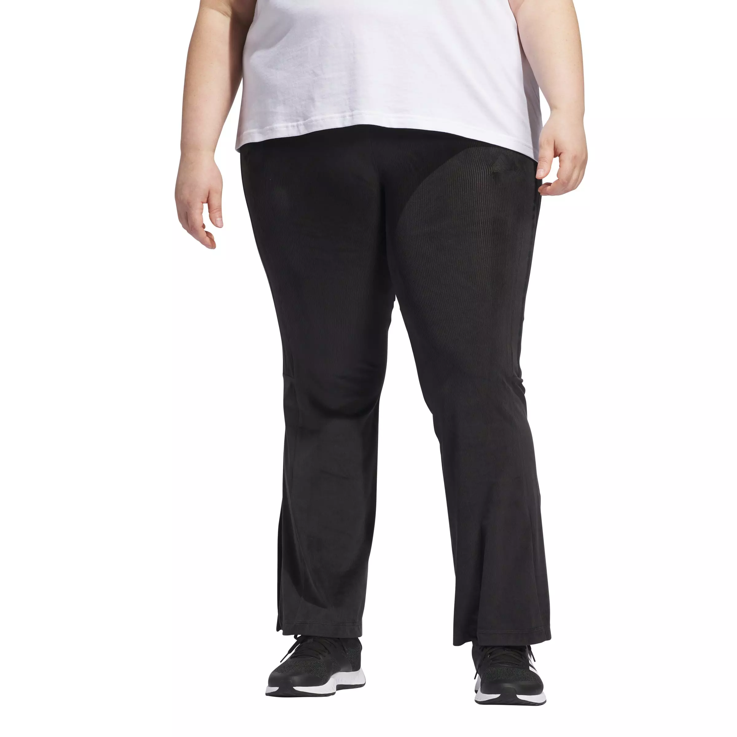 adidas Women's Tiro Cut 3-Stripes Stretchy Velour Flared Leggings - BLACK