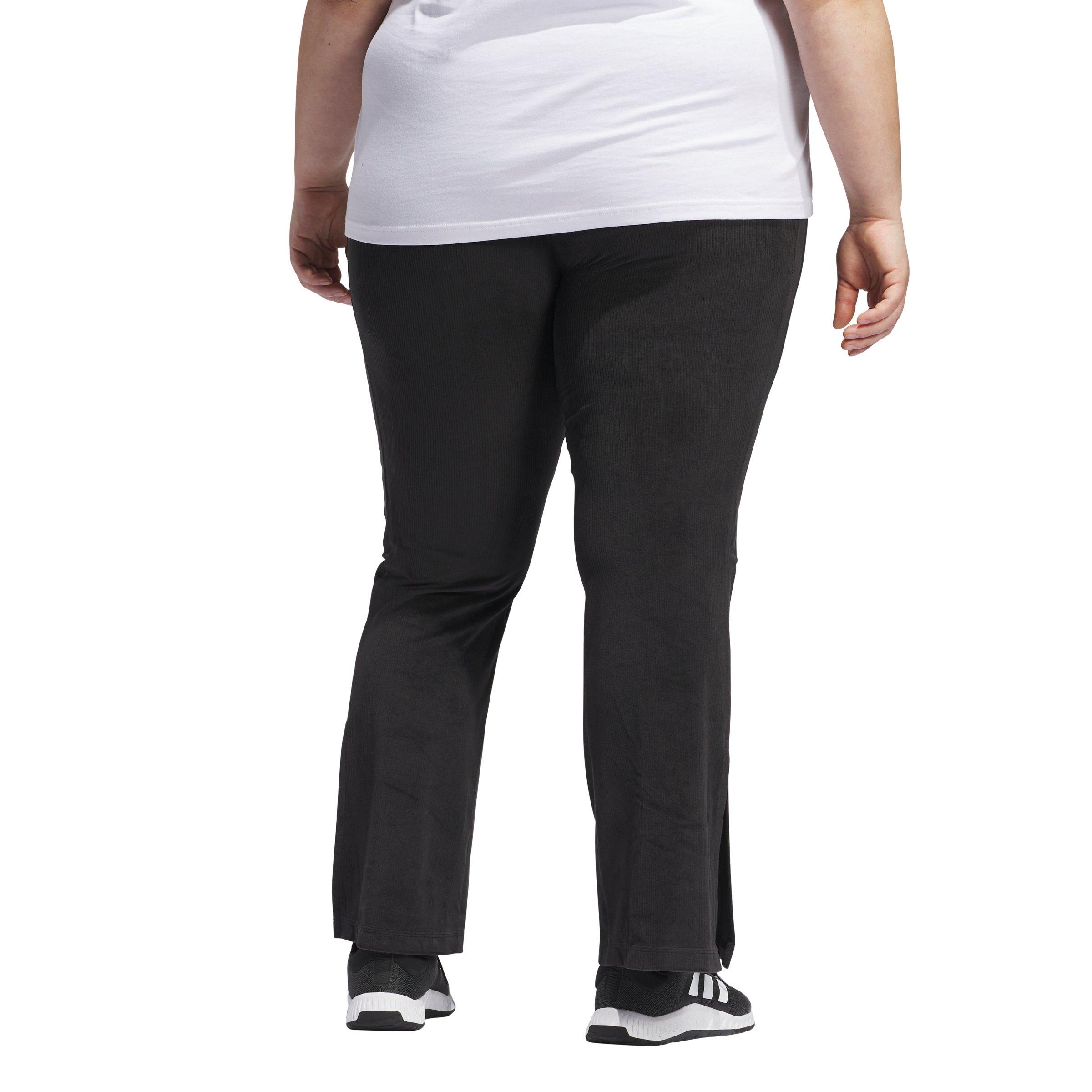 adidas Women's Tiro Cut 3-Stripes Stretchy Velour Flared Leggings - BLACK Thumbnail View 2