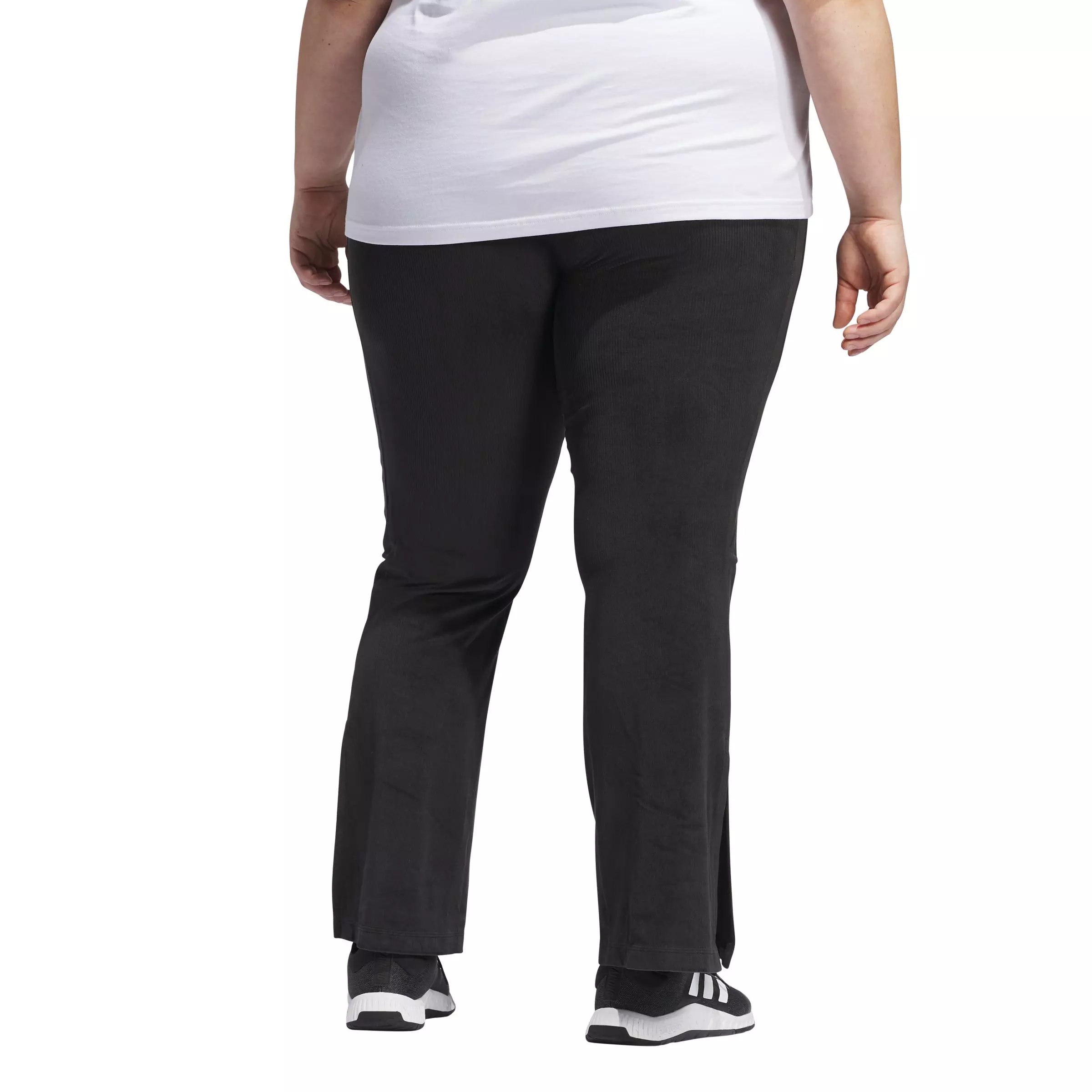 adidas Women's Tiro Cut 3-Stripes Stretchy Velour Flared Leggings - BLACK