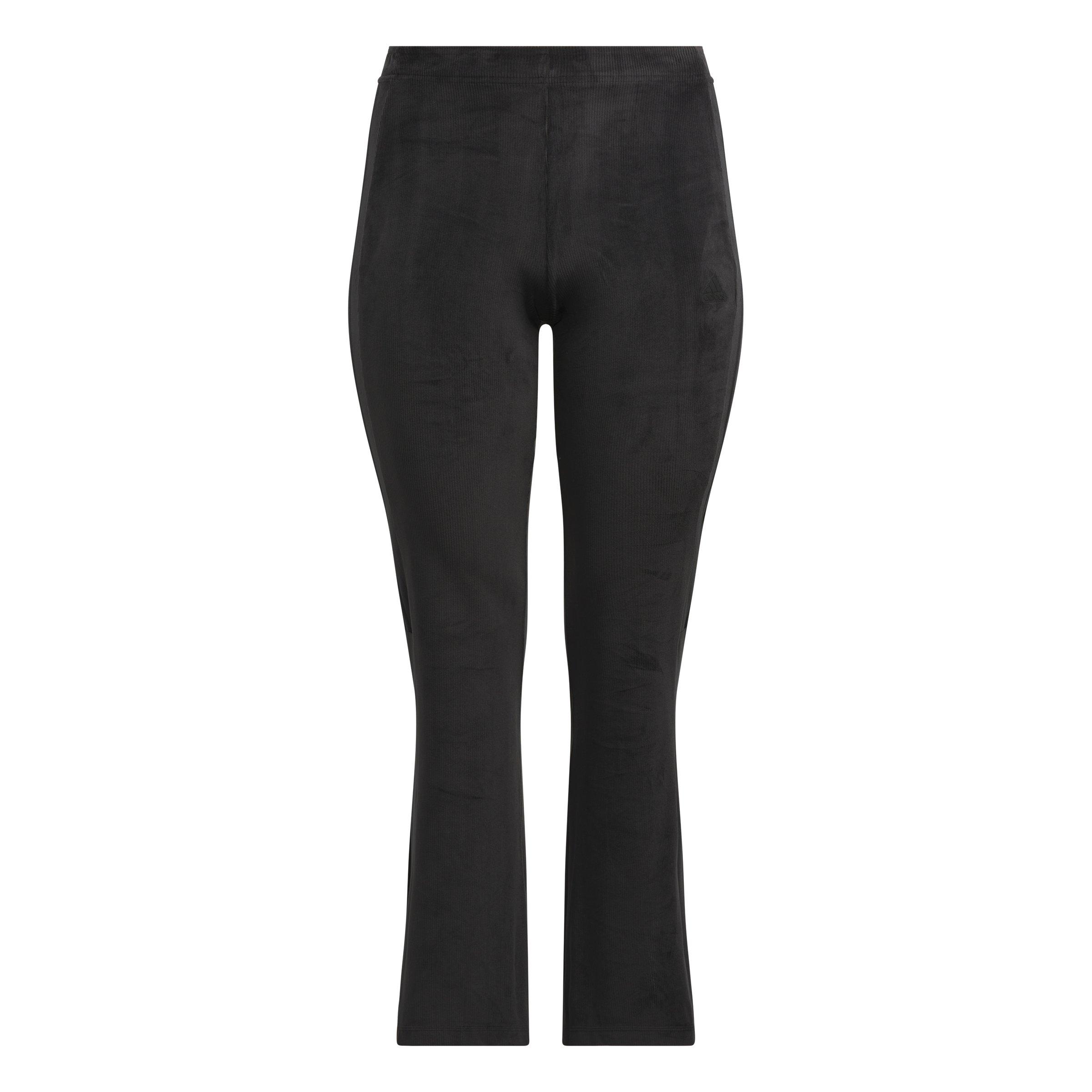 adidas Women's Tiro Cut 3-Stripes Stretchy Velour Flared Leggings - BLACK Thumbnail View 6