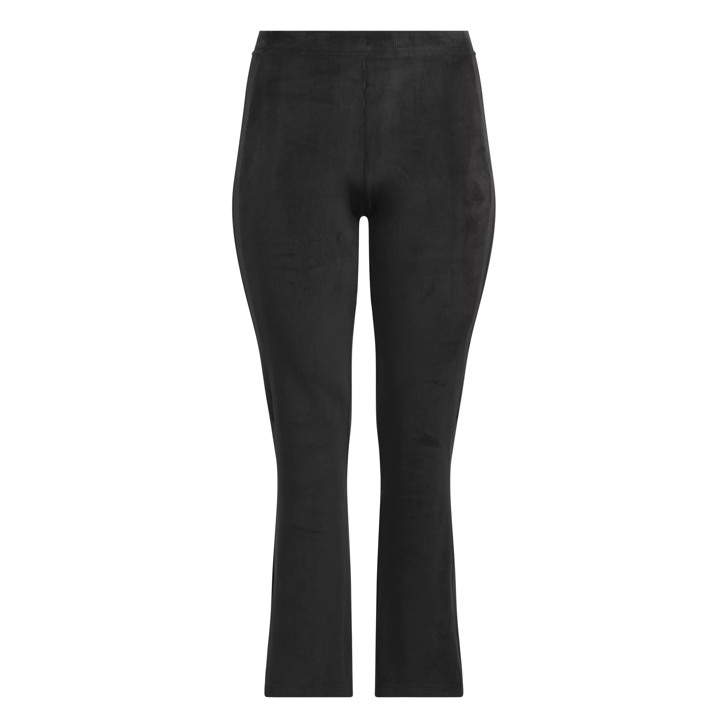 adidas Women's Tiro Cut 3-Stripes Stretchy Velour Flared Leggings - BLACK