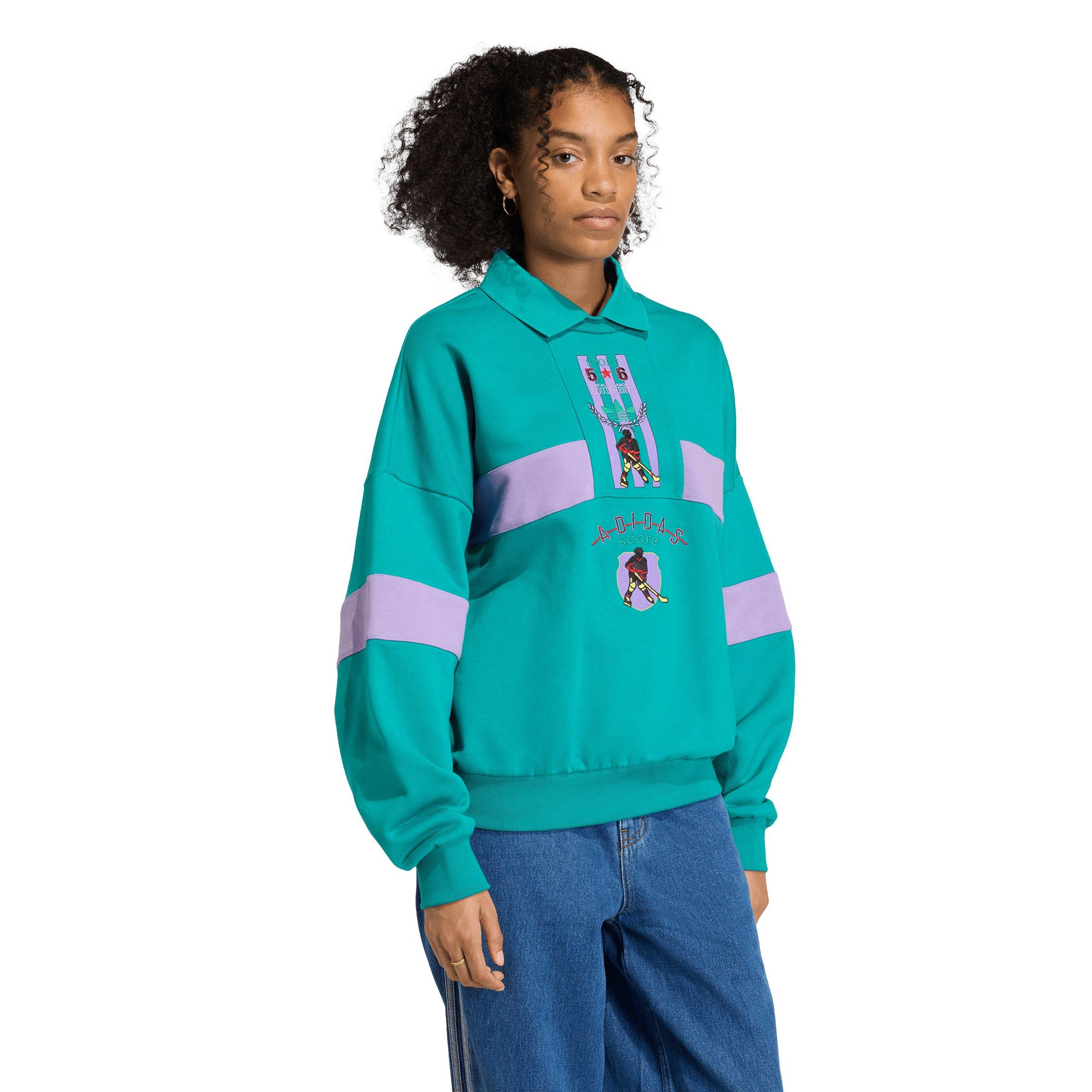 adidas Originals Women's For All Season Hockey Crew Sweatshirt - Teal/Violet - TEAL/VIOLET Thumbnail View 1