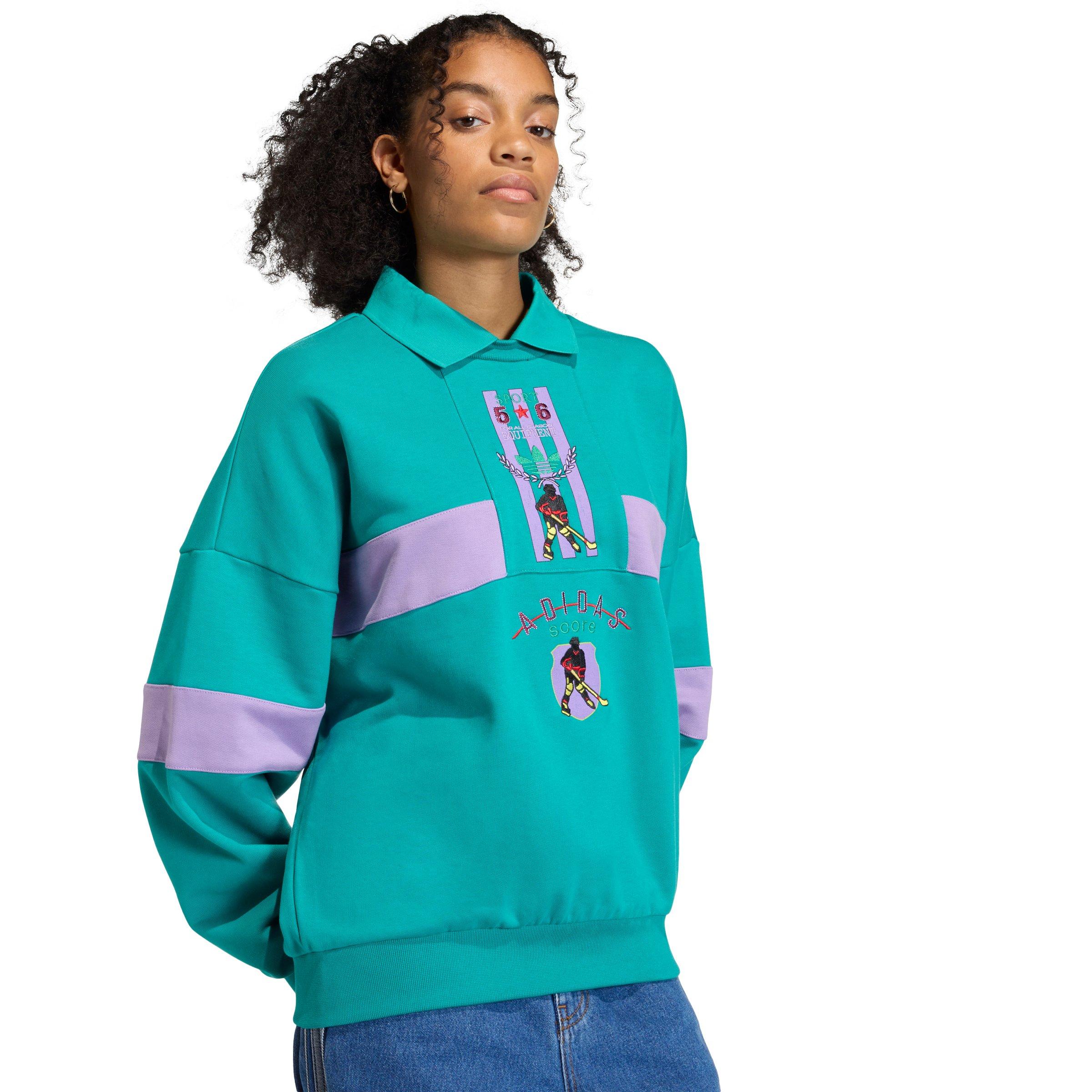 adidas Originals Women's For All Season Hockey Crew Sweatshirt -Teal/Violet - TEAL/VIOLET Thumbnail View 3