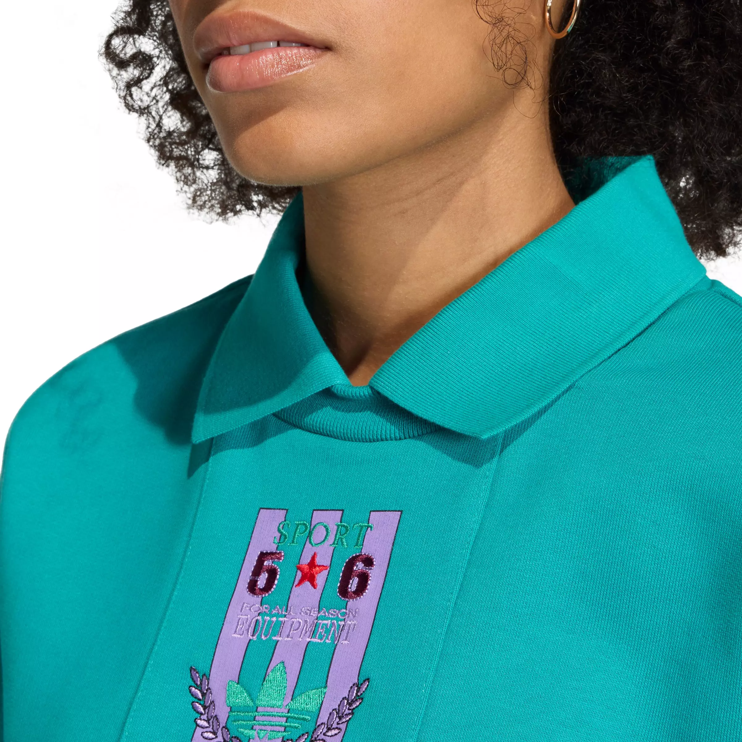 adidas Originals Women's For All Season Hockey Crew Sweatshirt - Teal/Violet - TEAL/VIOLET