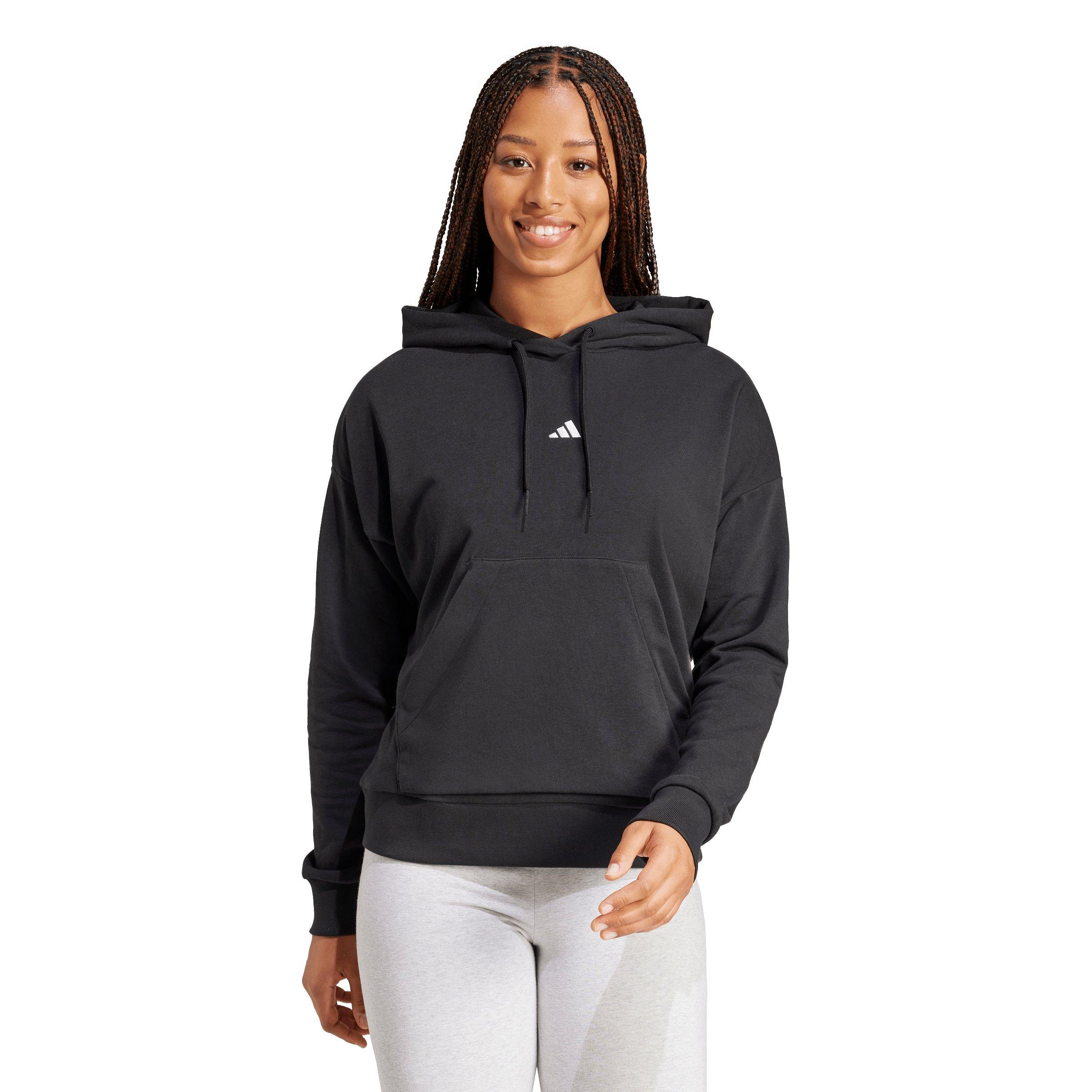 adidas Women's Essentials Small Logo French Terry Hoodie - Black - BLACK Thumbnail View 1