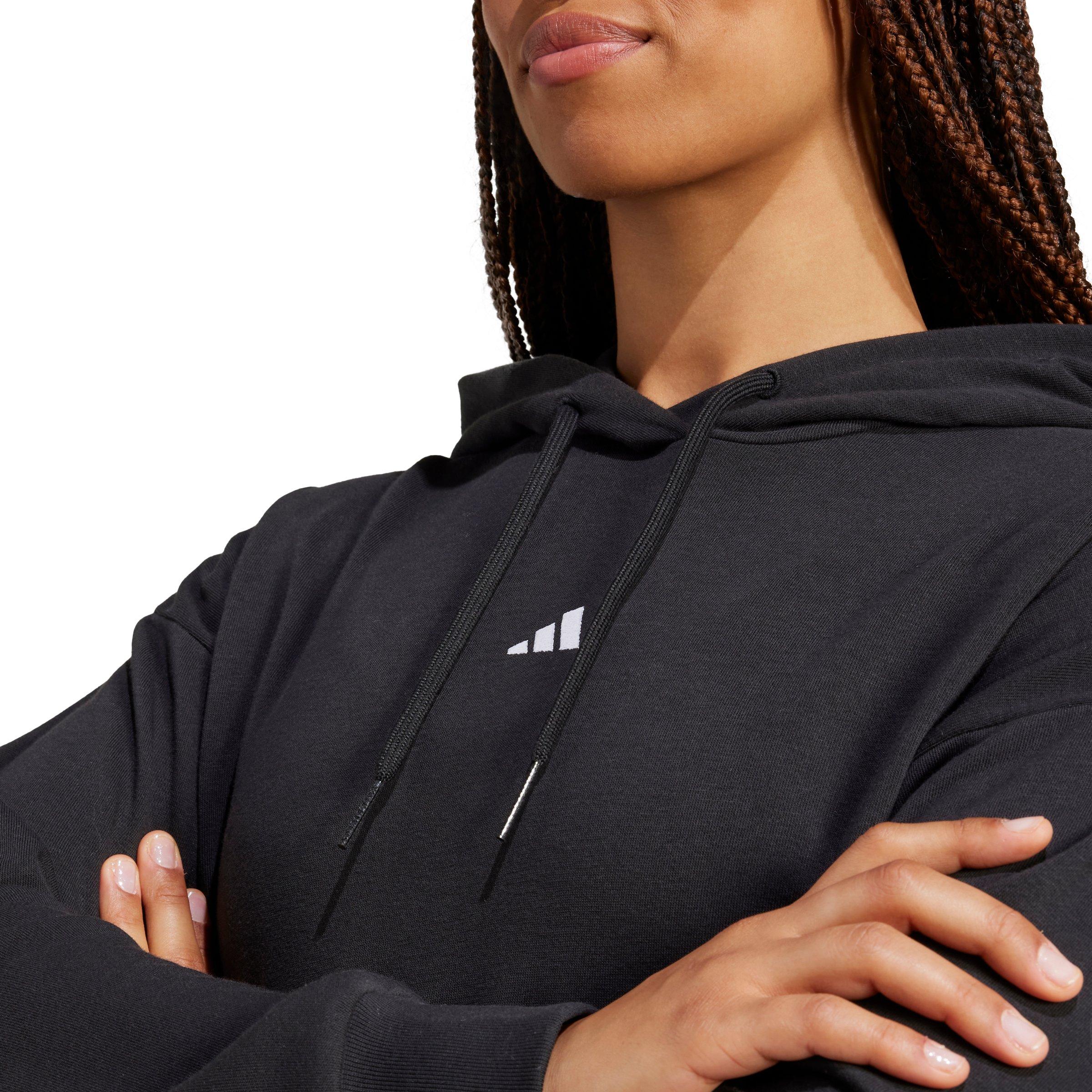 adidas Women's Essentials Small Logo French Terry Hoodie -Black - BLACK Thumbnail View 4