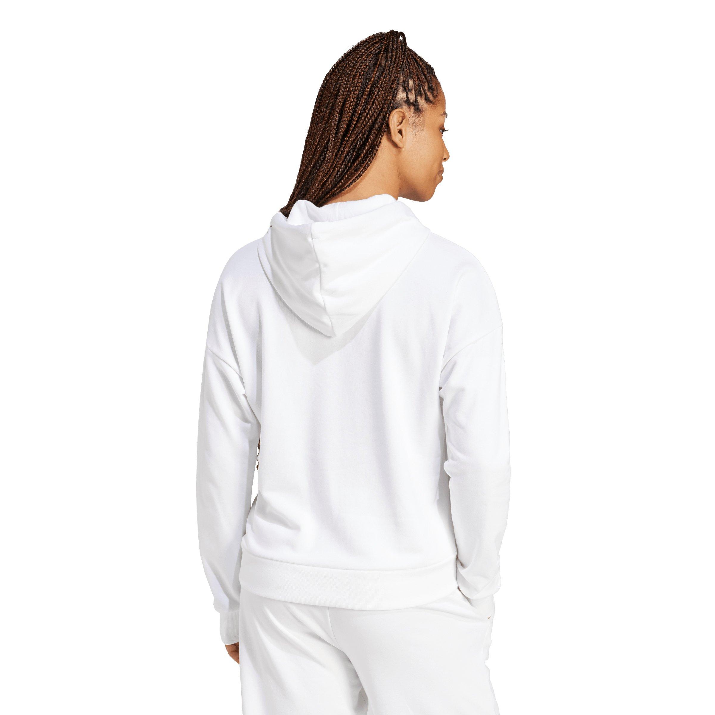 adidas Women's Essentials Small Logo French Terry Hoodie - White - WHITE Thumbnail View 2