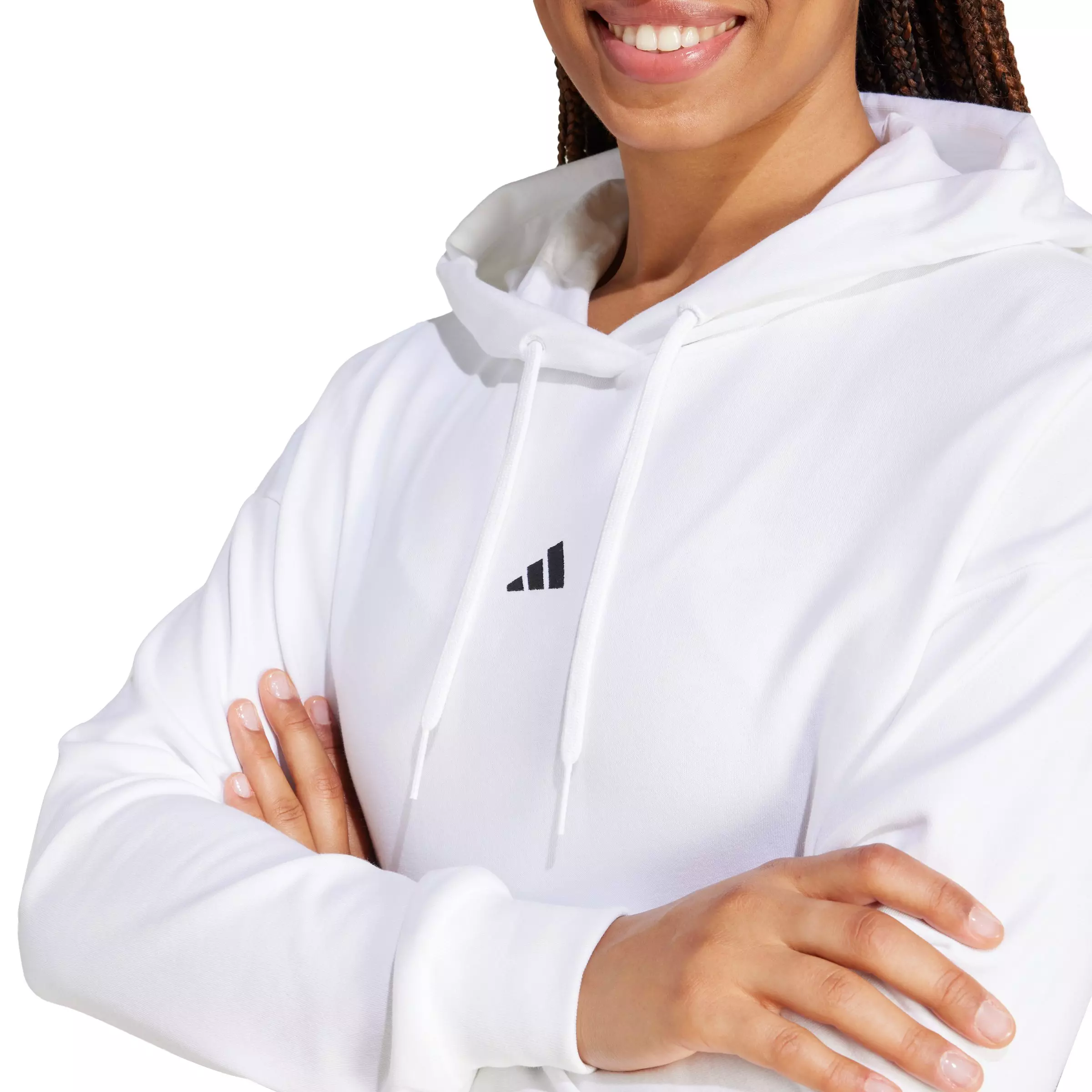 adidas Women's Essentials Small Logo French Terry Hoodie - White - WHITE