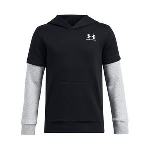 Under Armour Big Boys' UA Icon Fleece Jersey Hoodie - Black/Grey