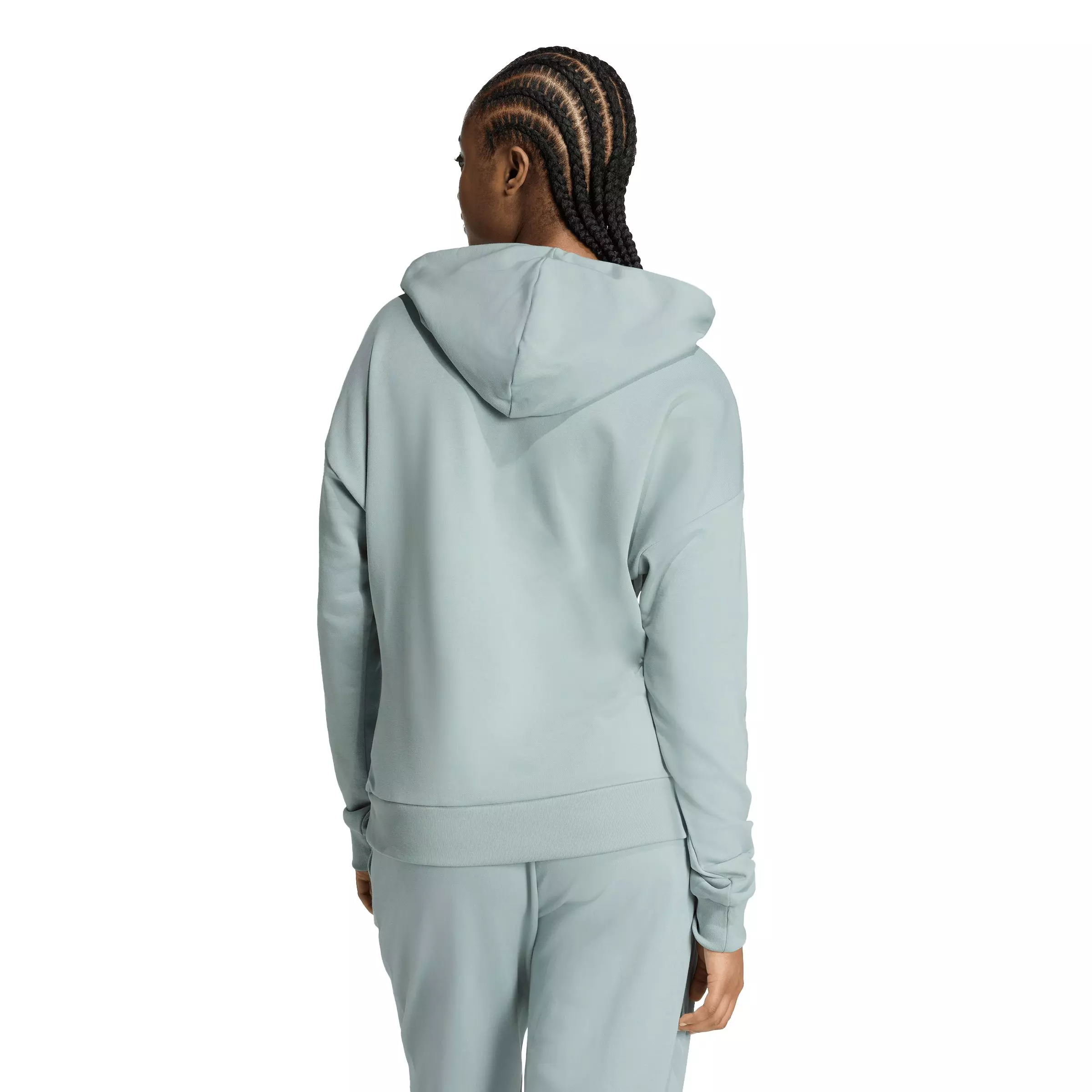 adidas Women's Essentials Small Logo French Terry Hoodie -Sage Green - SAGE GREEN