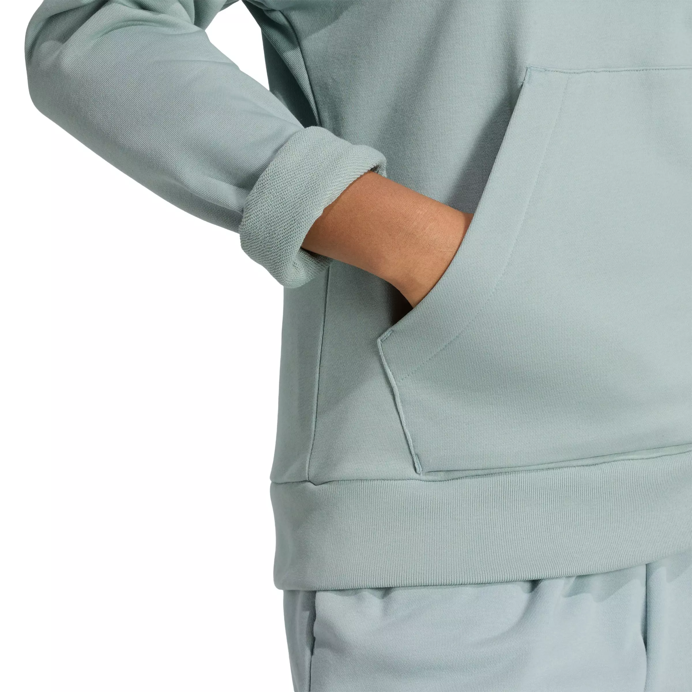 adidas Women's Essentials Small Logo French Terry Hoodie - Sage Green - SAGE GREEN