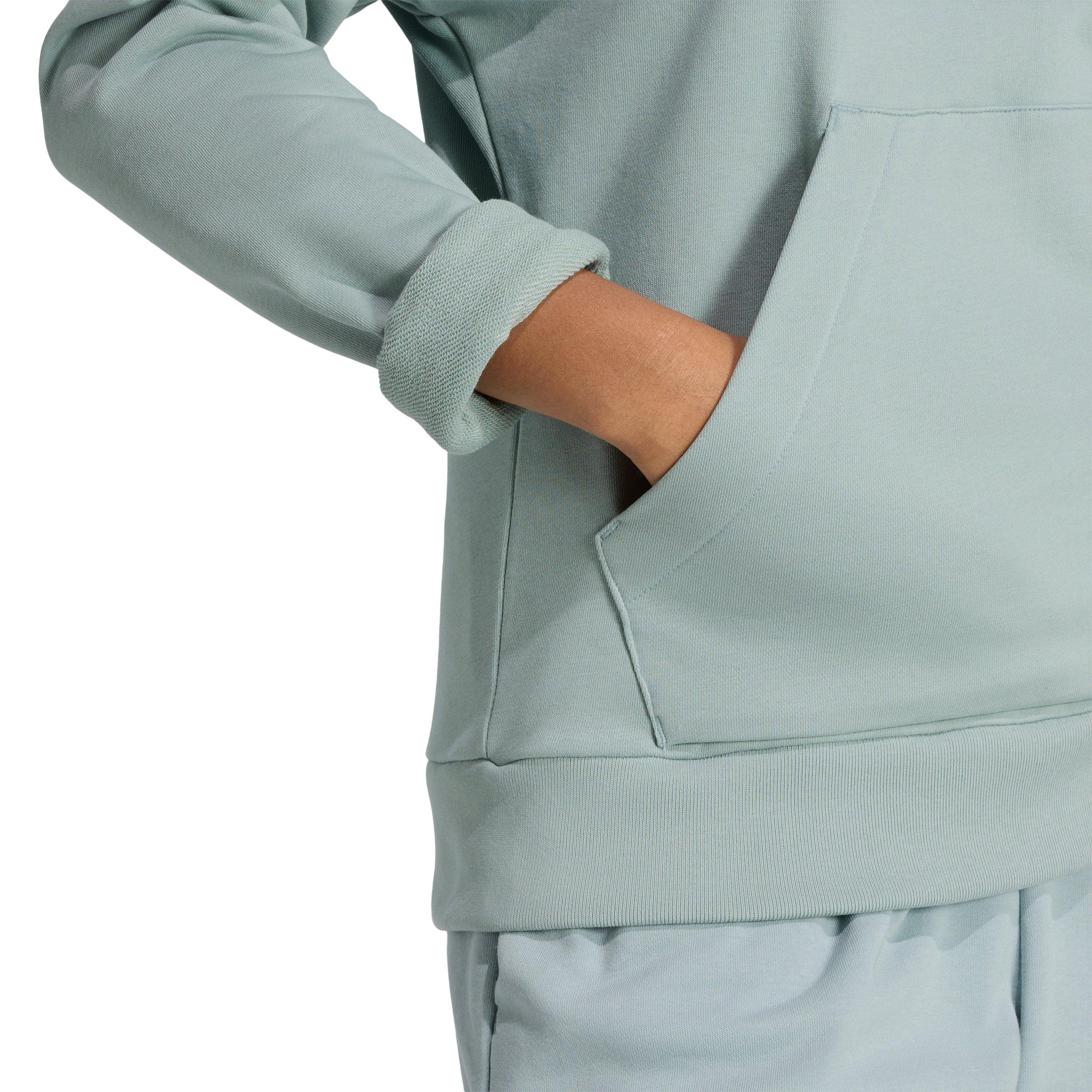 adidas Women's Essentials Small Logo French Terry Hoodie -Sage Green - SAGE GREEN Thumbnail View 4