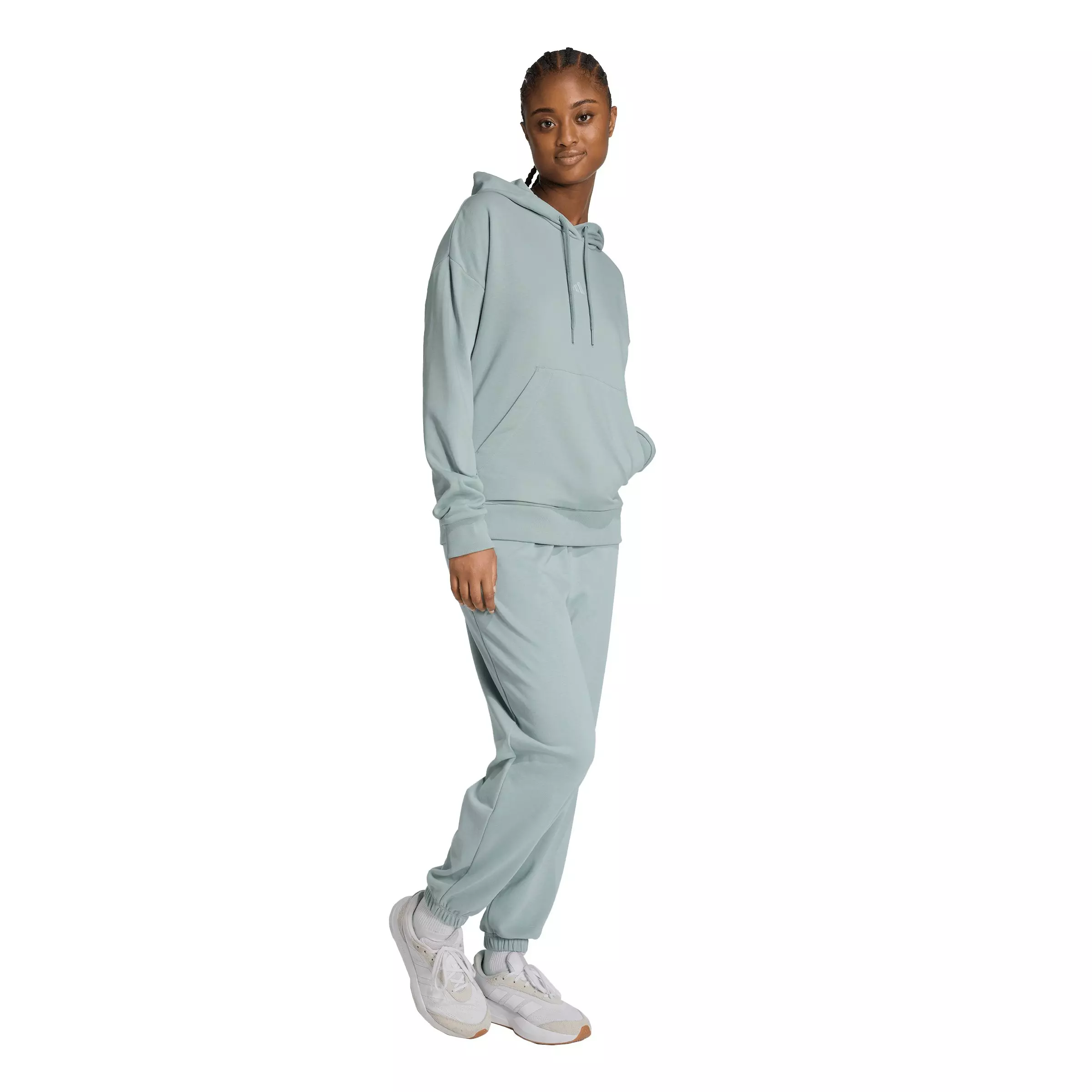 adidas Women's Essentials Small Logo French Terry Hoodie - Sage Green - SAGE GREEN