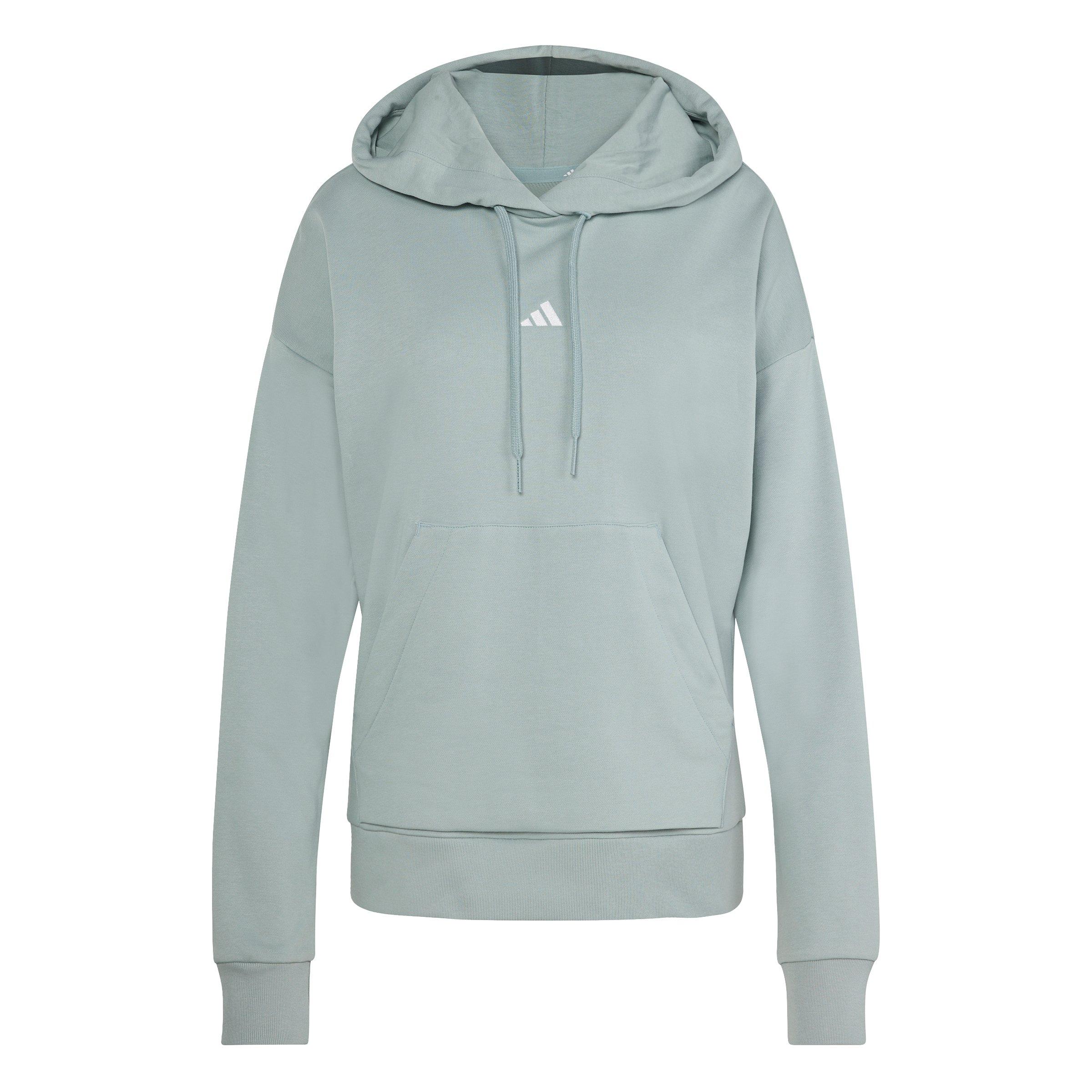 adidas Women's Essentials Small Logo French Terry Hoodie - Sage Green - SAGE GREEN Thumbnail View 6