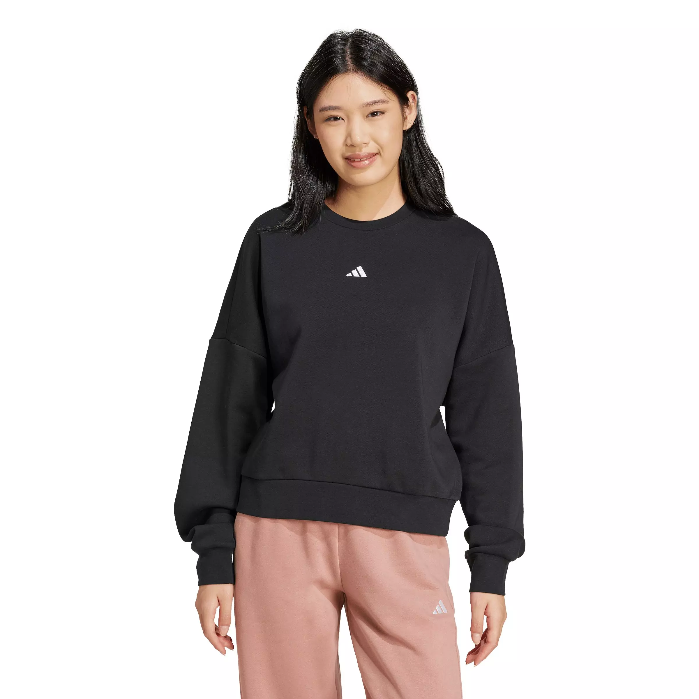adidas Women's Essentials Small Logo Feelcozy Sweatshirt - Black - BLACK