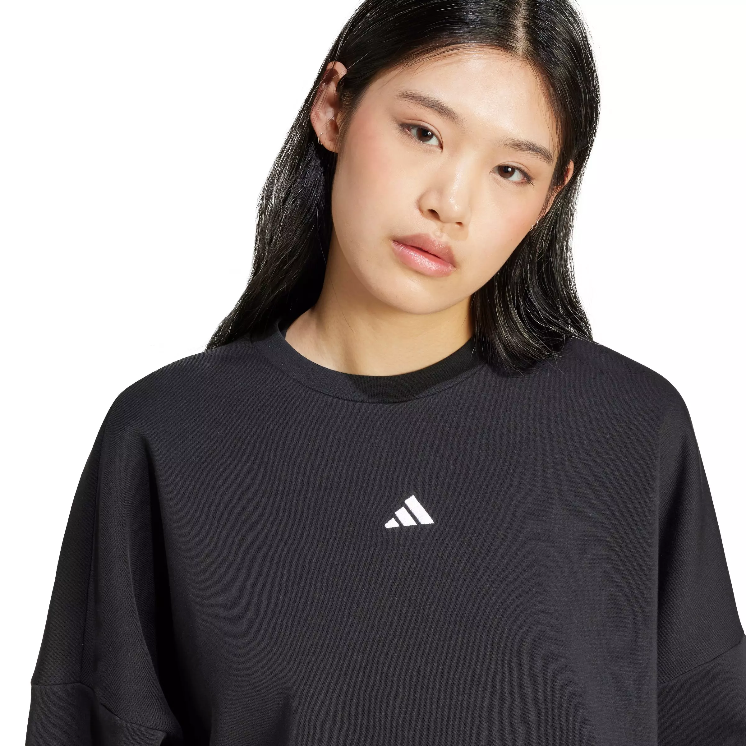 adidas Women's Essentials Small Logo Feelcozy Sweatshirt - Black - BLACK