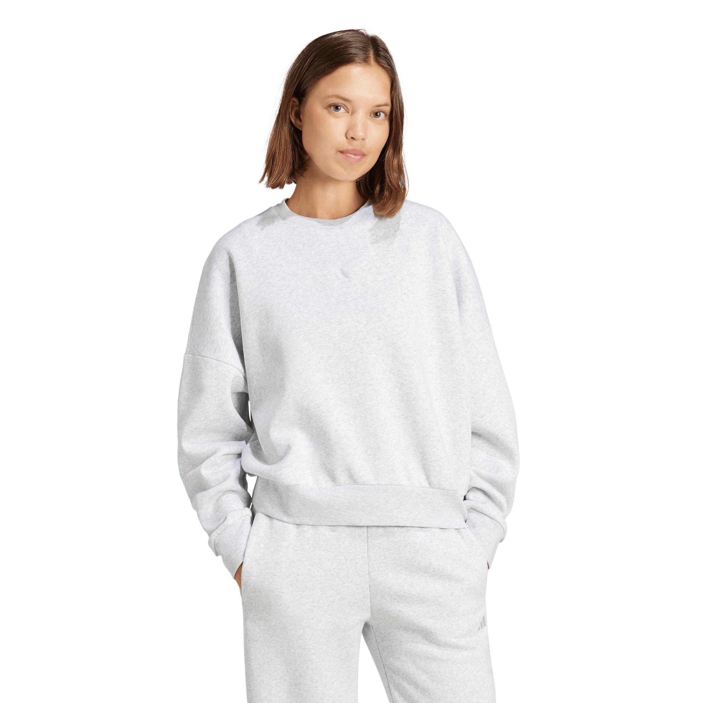 adidas Women's Essentials Small Logo Feelcozy Sweatshirt - Light Grey - LIGHT GREY Thumbnail View 1