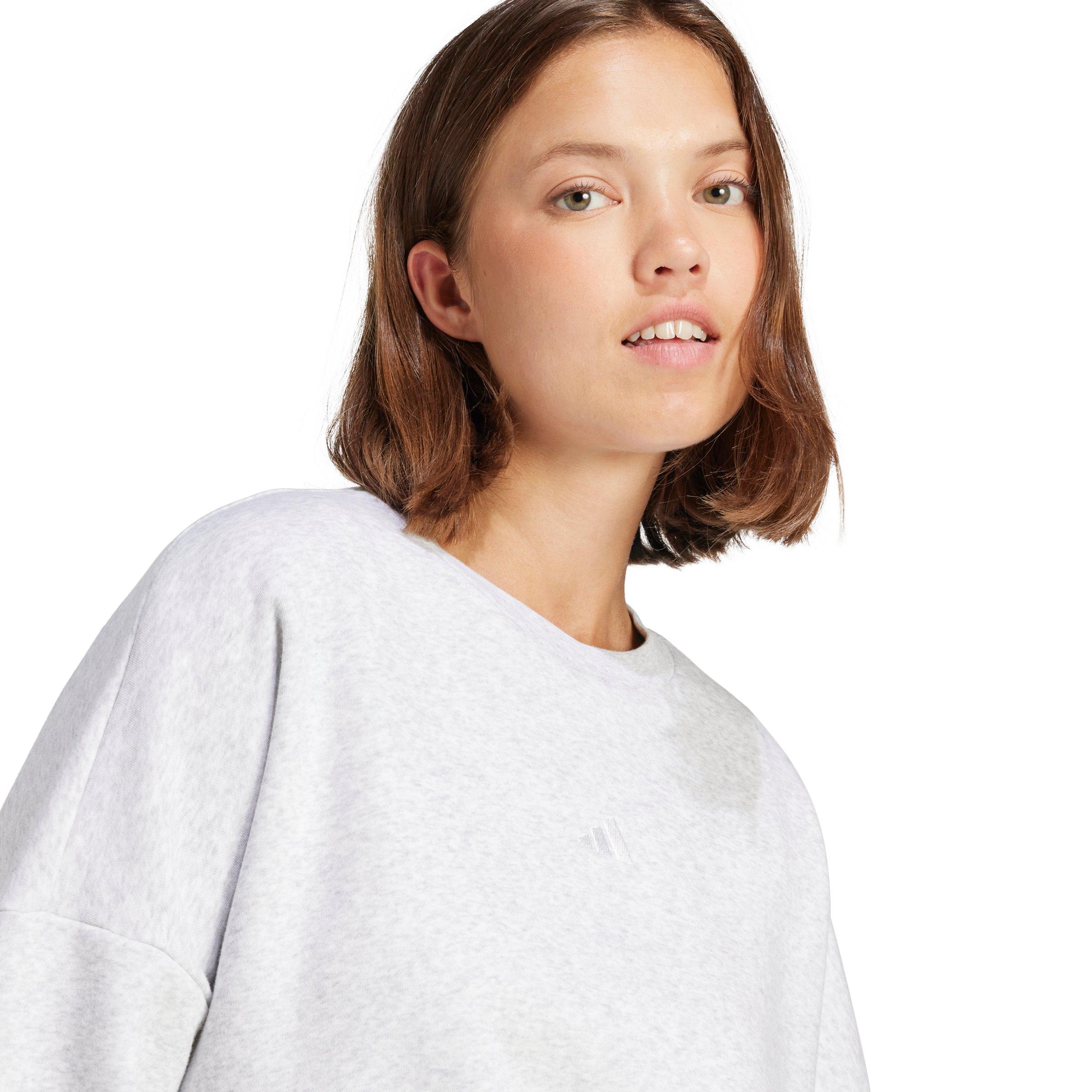 adidas Women's Essentials Small Logo Feelcozy Sweatshirt - Light Grey - LIGHT GREY Thumbnail View 4