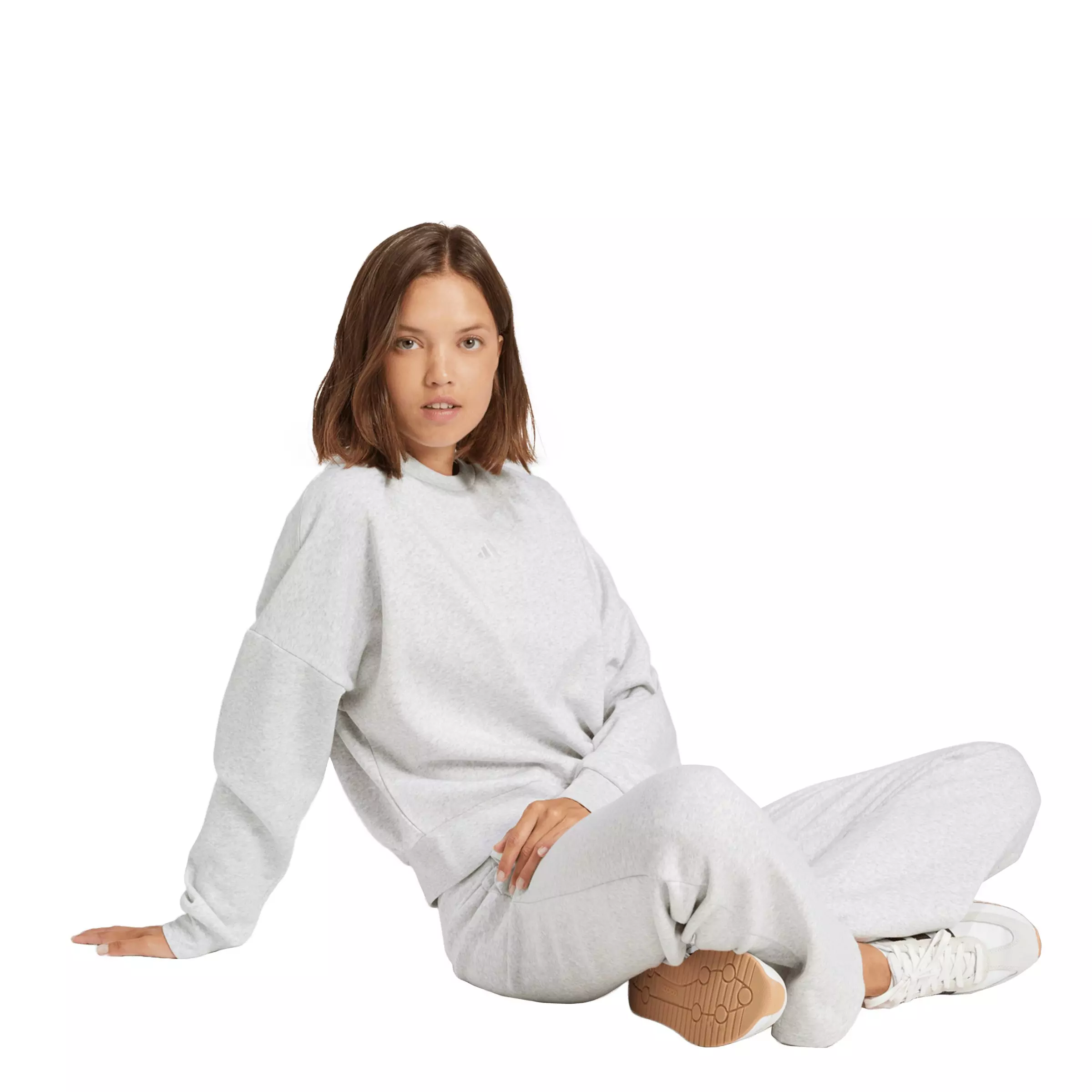 adidas Women's Essentials Small Logo Feelcozy Sweatshirt - Light Grey - LIGHT GREY