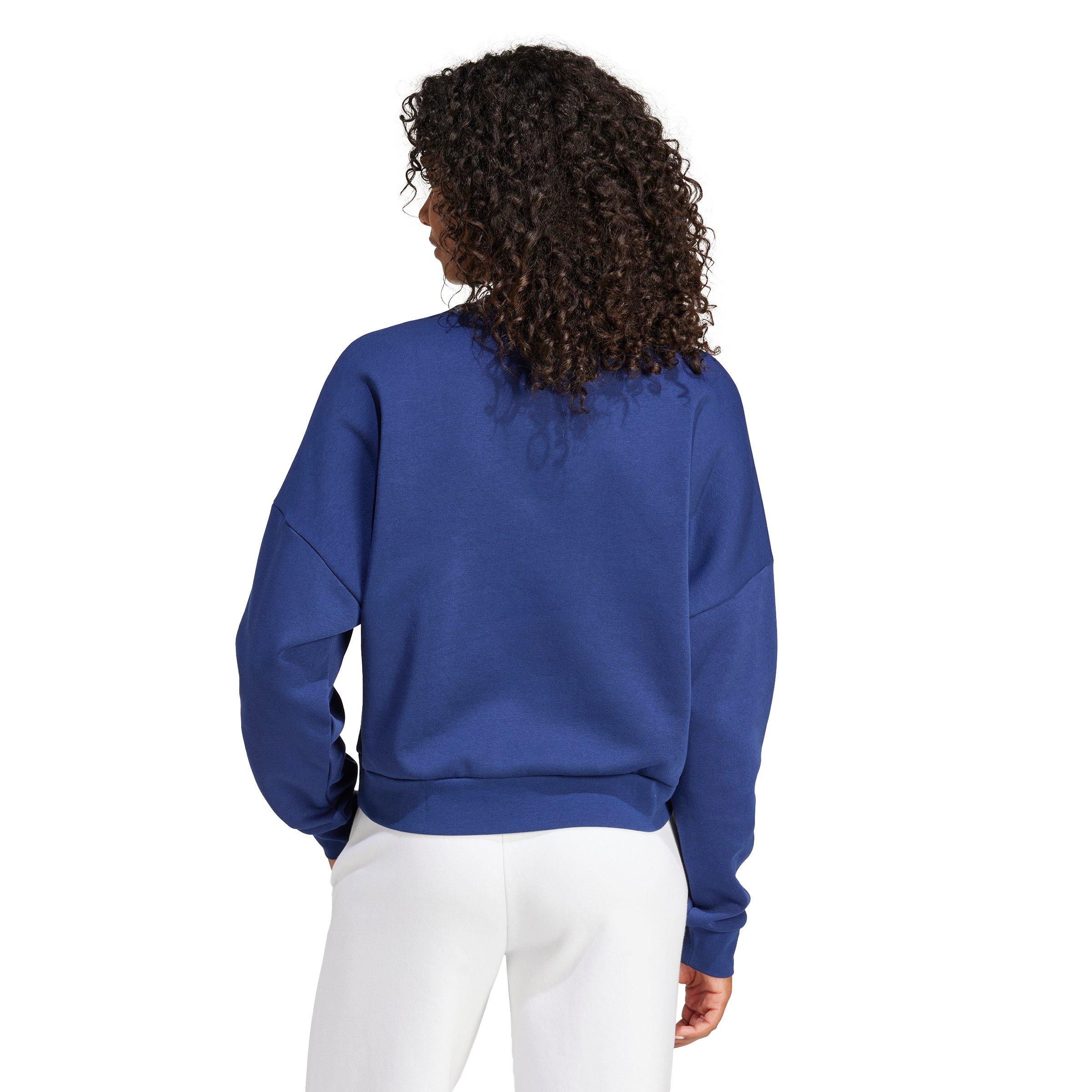 adidas Women's Essentials Small Logo Feelcozy Sweatshirt - Dark Blue - DARK BLUE Thumbnail View 2