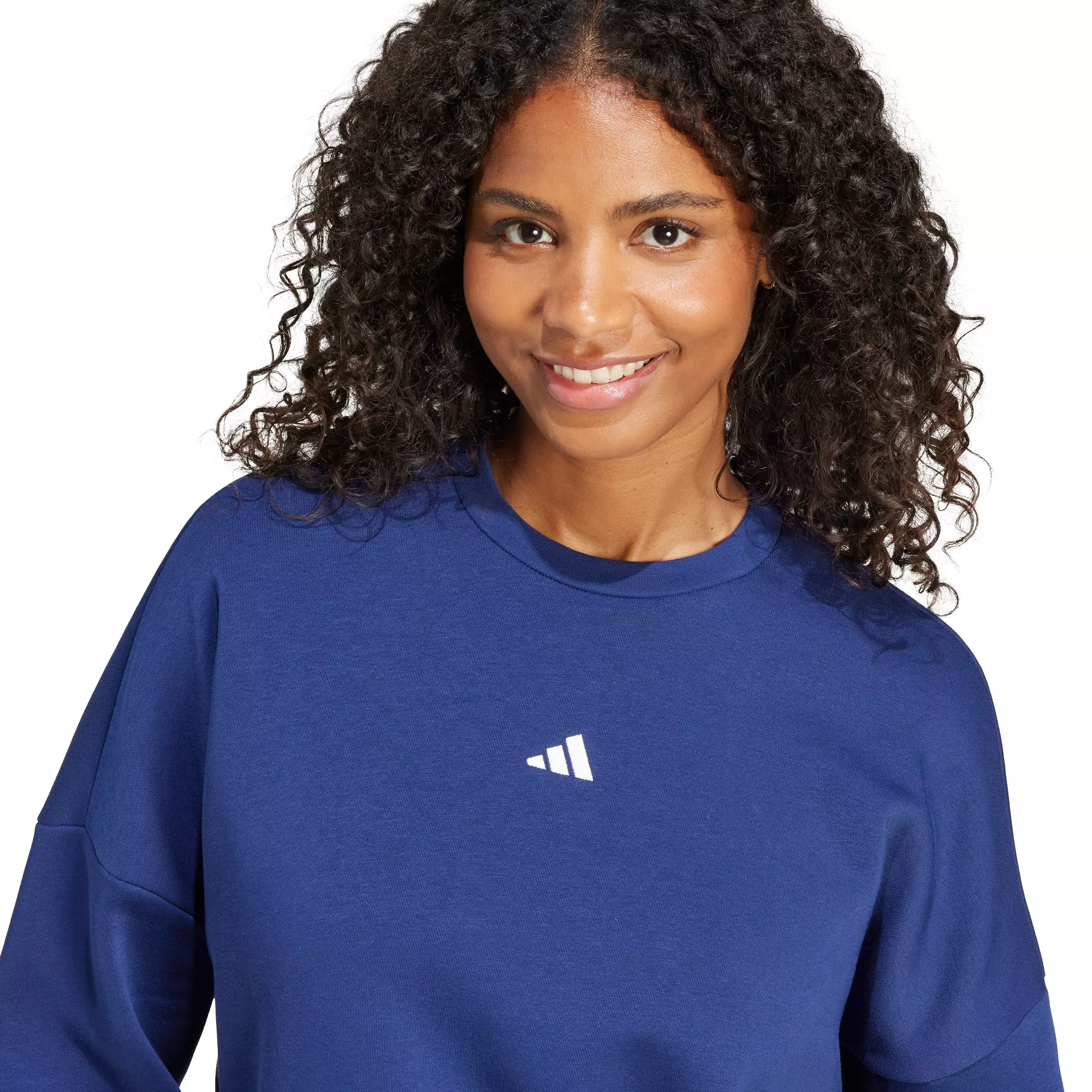 adidas Women's Essentials Small Logo Feelcozy Sweatshirt - Dark Blue - DARK BLUE