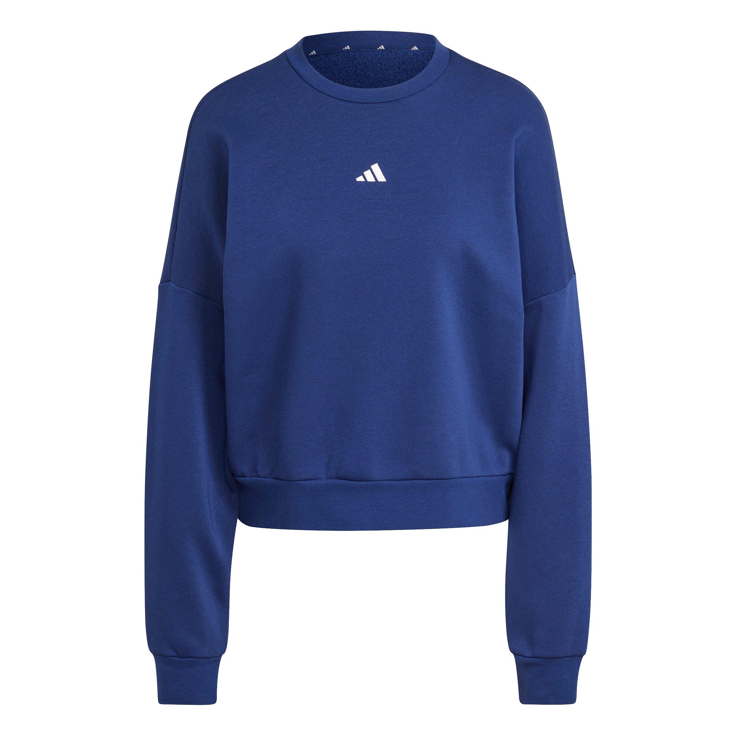 adidas Women's Essentials Small Logo Feelcozy Sweatshirt - Dark Blue - DARK BLUE Thumbnail View 6
