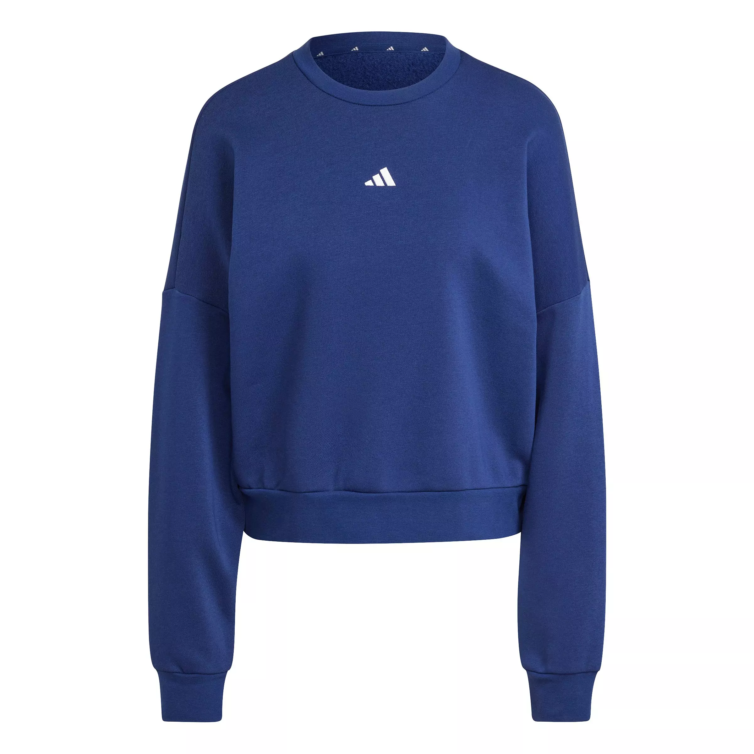 adidas Women's Essentials Small Logo Feelcozy Sweatshirt - Dark Blue - DARK BLUE